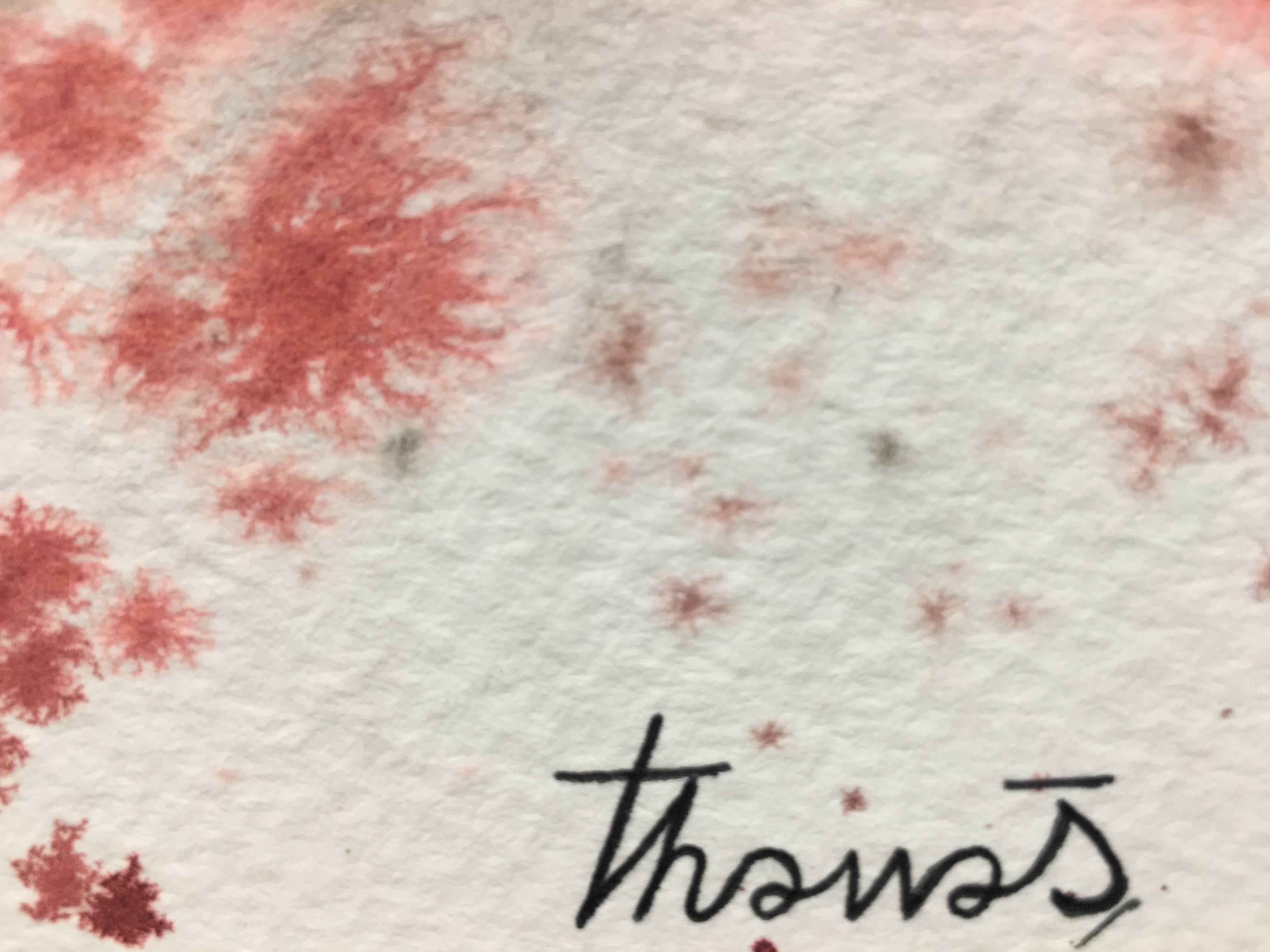 Tharrats Red  Blue  Gold colors  original abstract acrylic painting For Sale 1