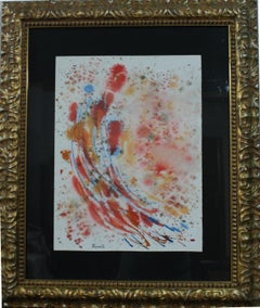 Tharrats Rojo  Azul  Colores dorados  pintura acrílica abstracta original