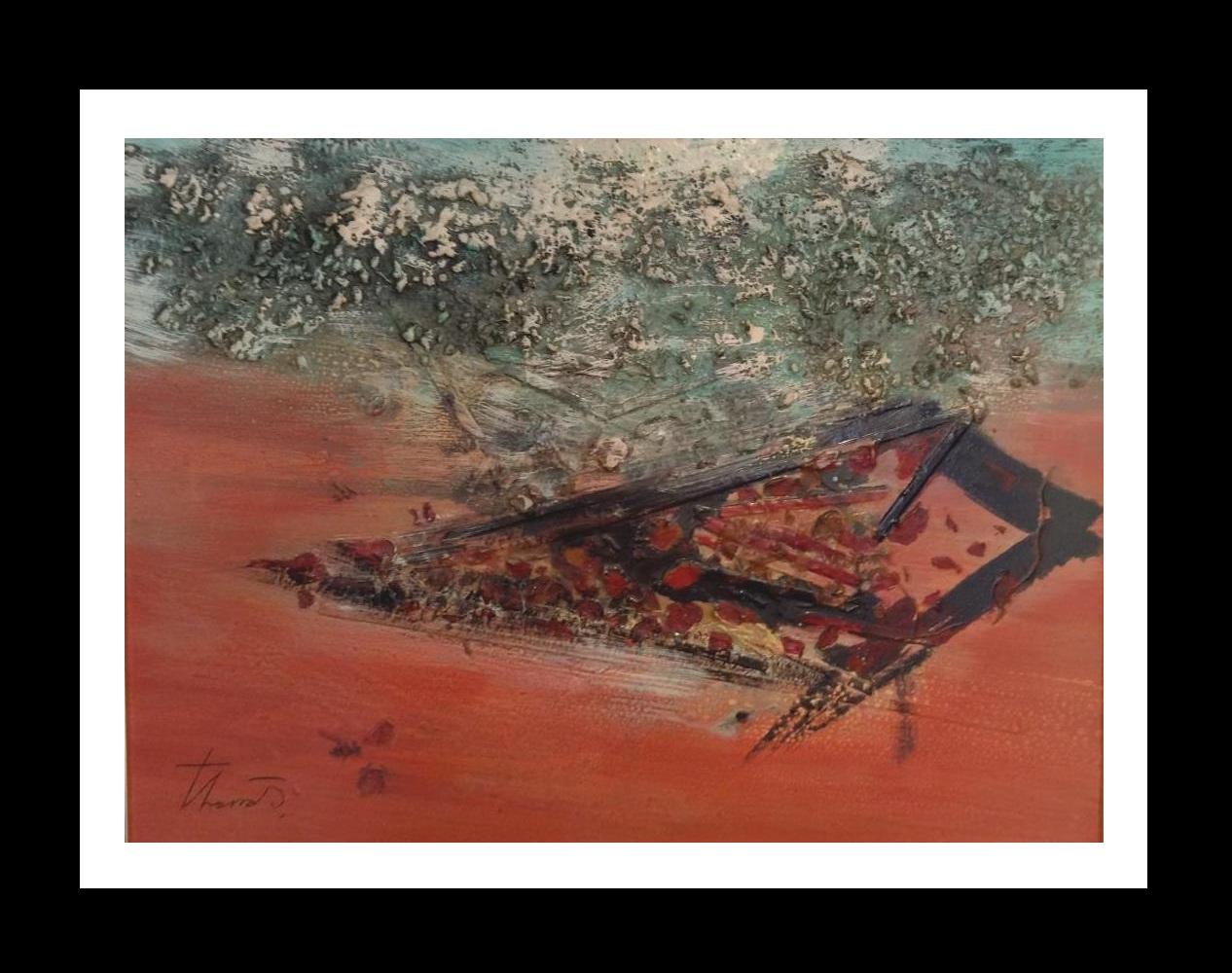 Josep THARRATS Abstract Painting - Tharrats   original abstract acrylic paper painting