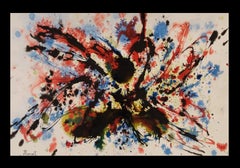 Tharrats  Rote  Schwarze  Blaues Original-Abstraktes Acrylpapier-Gemälde