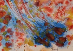 Tharrats   Vertical Blue  Red  Yellow  original acrylic paper