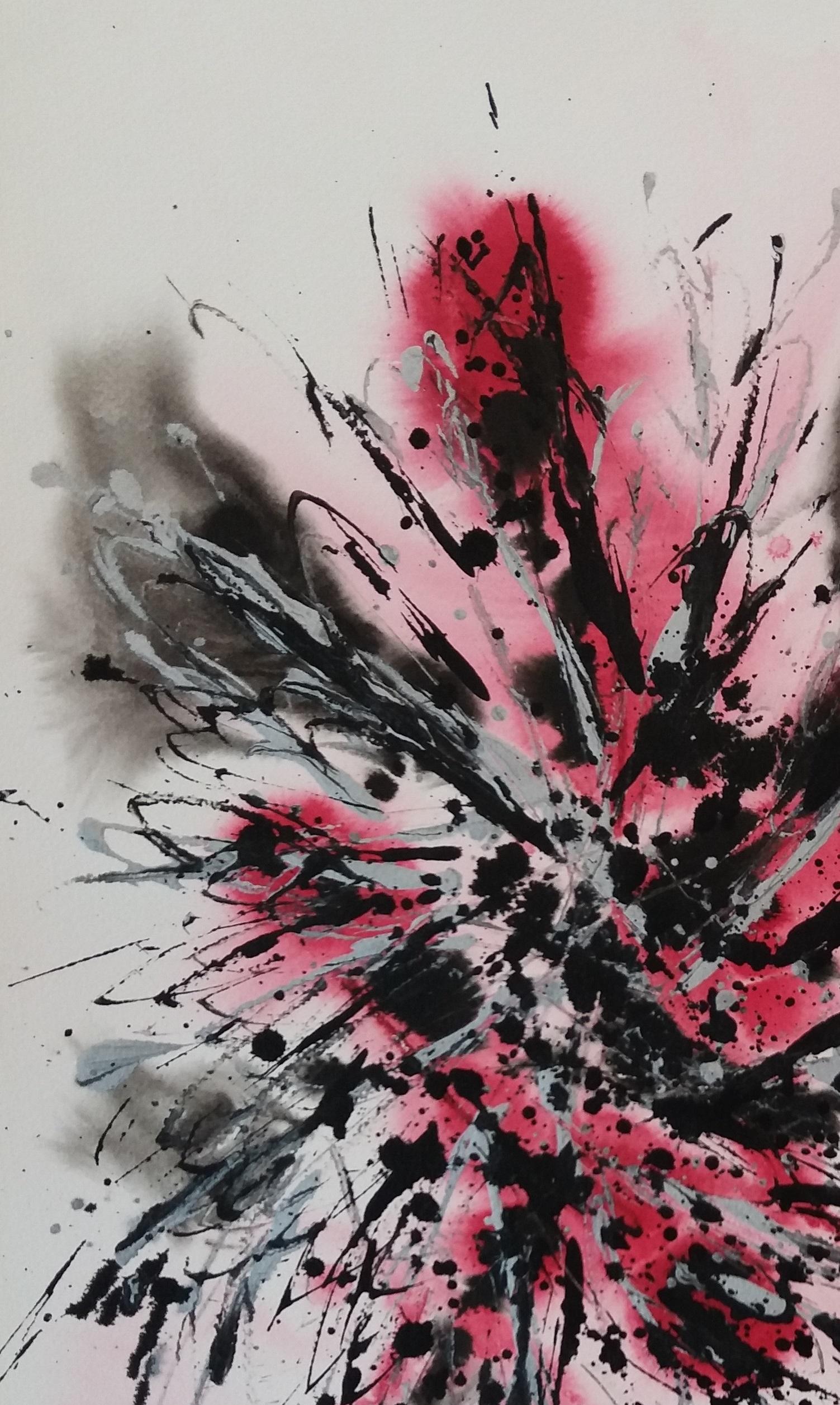 Tharrats  Vertical  Constelación 17  pintura original en papel acrílico - Painting Abstracto de Josep THARRATS