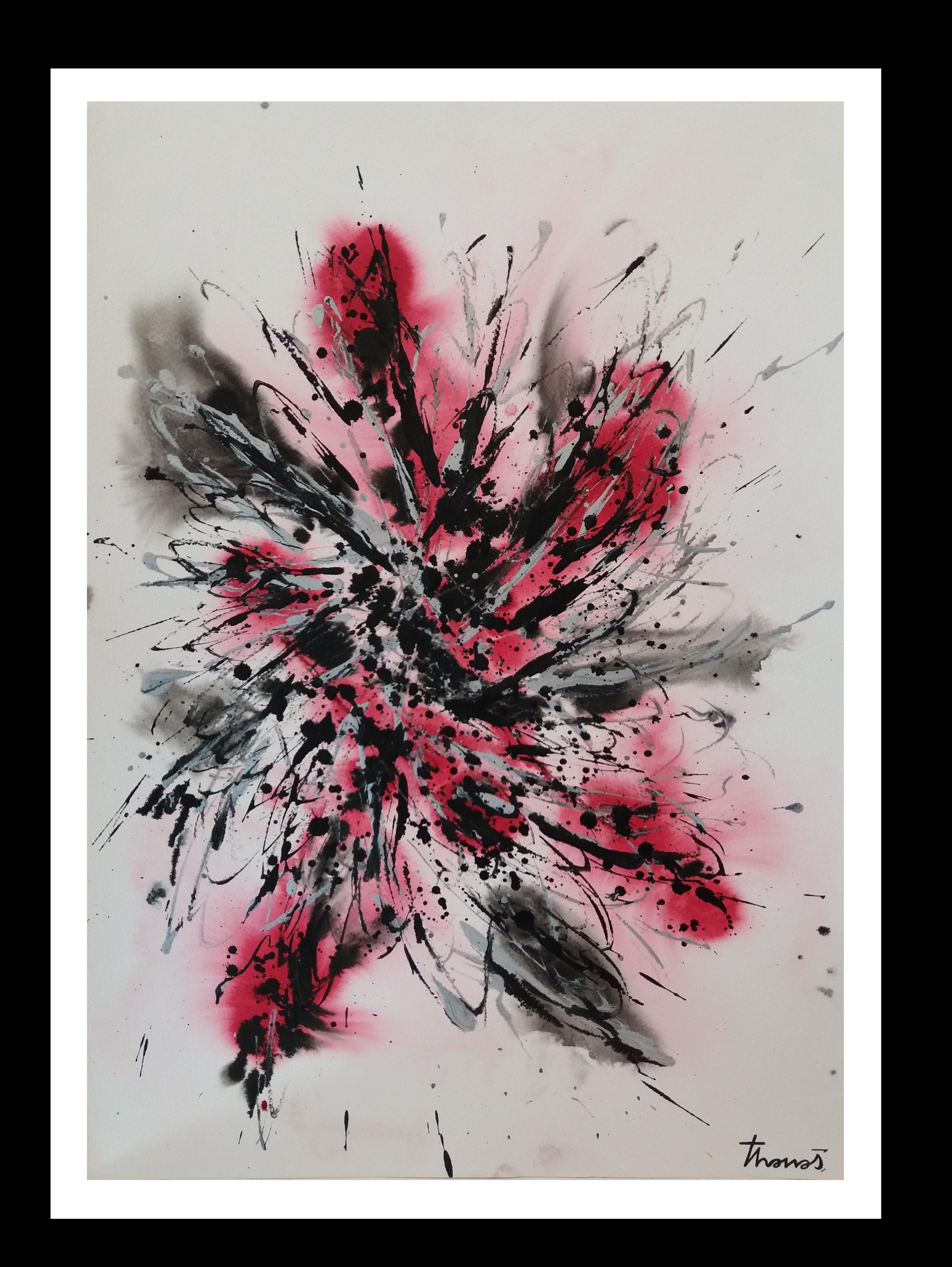 Josep THARRATS Abstract Painting - Tharrats  Vertical  Constellation 17  original acrylic paper painting