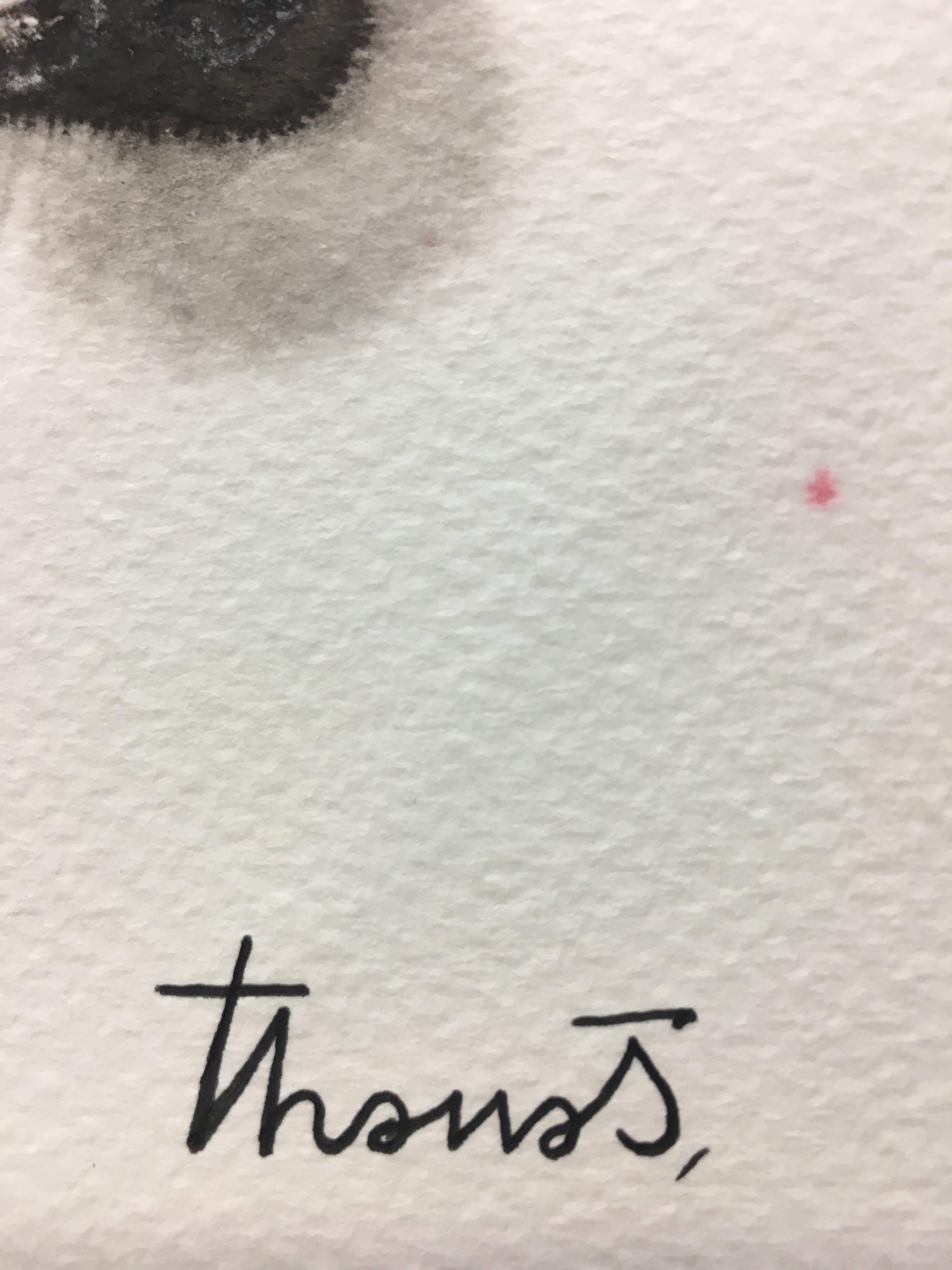 Tharrats. Rosso e nero verticale. pittura acrilica astratta originale - Painting Astratto di Josep THARRATS