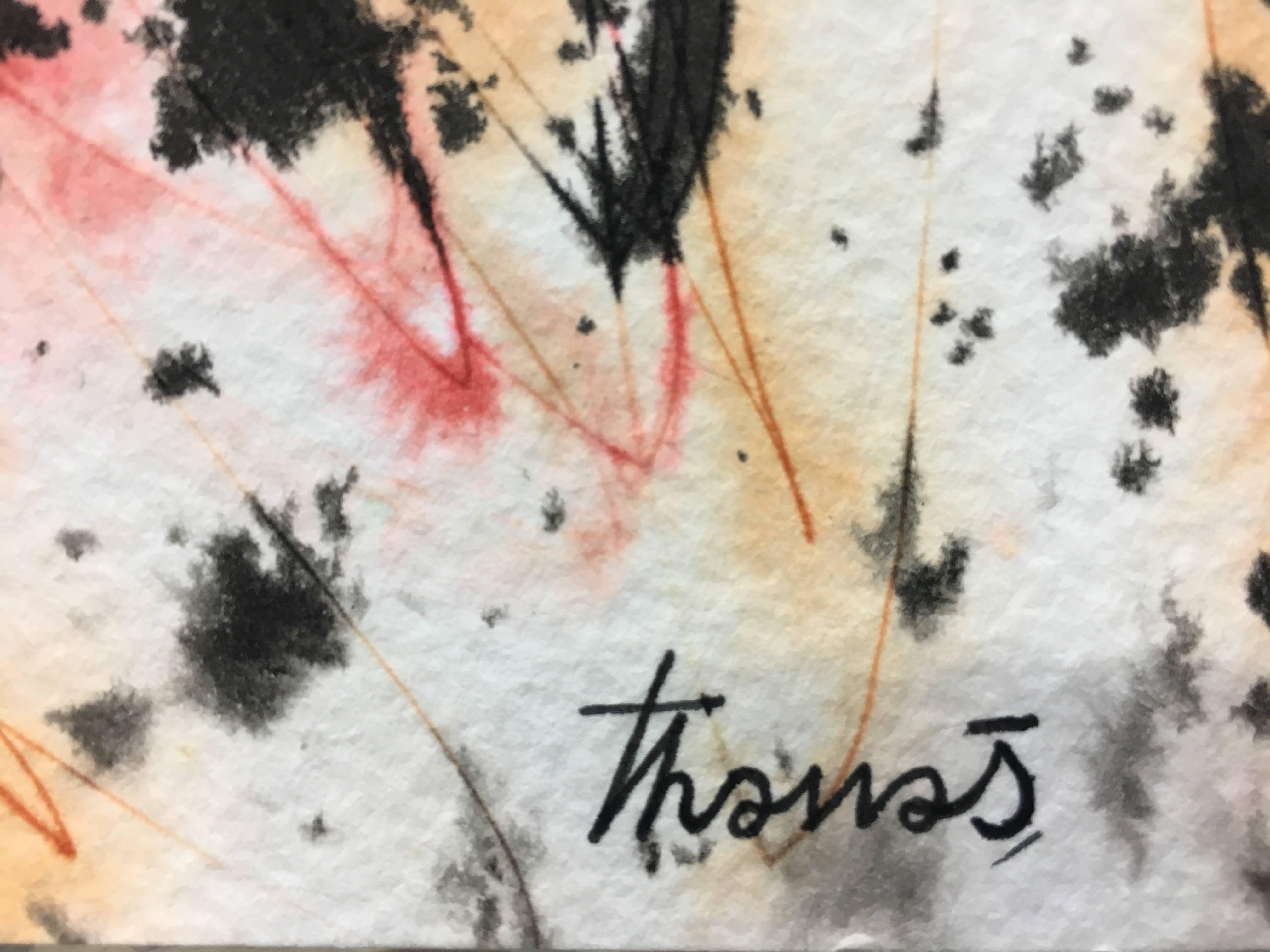 Tharrats. yellow. green.  colors- original abstract acrylic painting - Beige Abstract Painting by Josep THARRATS