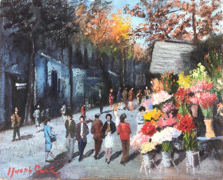 Joan Joseph Gari Barcelona urbanscape Rambla de les Flors oil on