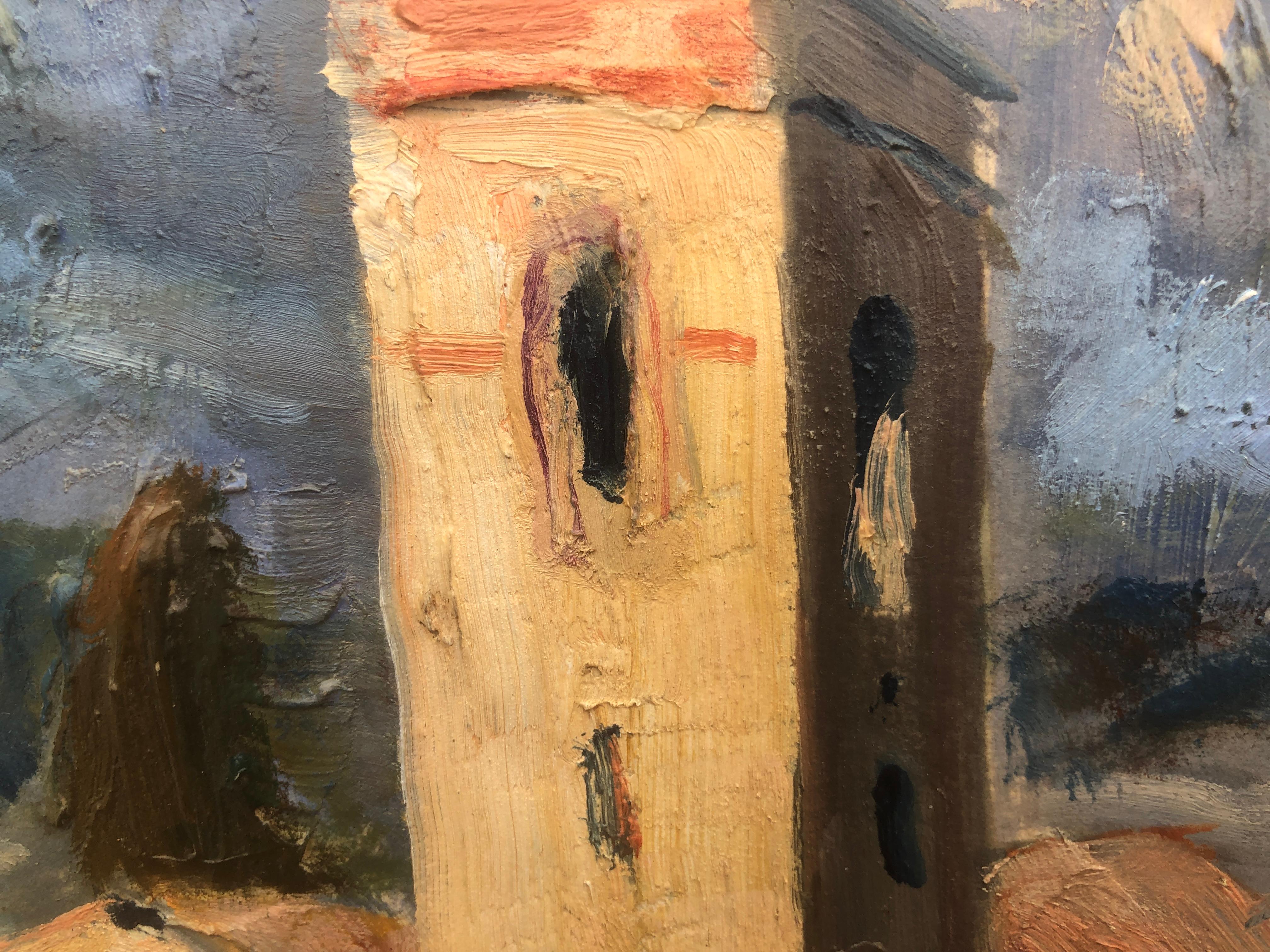 Joan Joseph Garí (1922) - Landschaft mit Glockenturm - Öl auf Karton
Das Öl misst 33x45 cm.
Rahmen siza 46x59 cm.

Maler, geboren 1922 in Granollers. Ausgebildet in seiner Heimatstadt und an der Hochschule der Schönen Künste in Cádiz, wo er vier