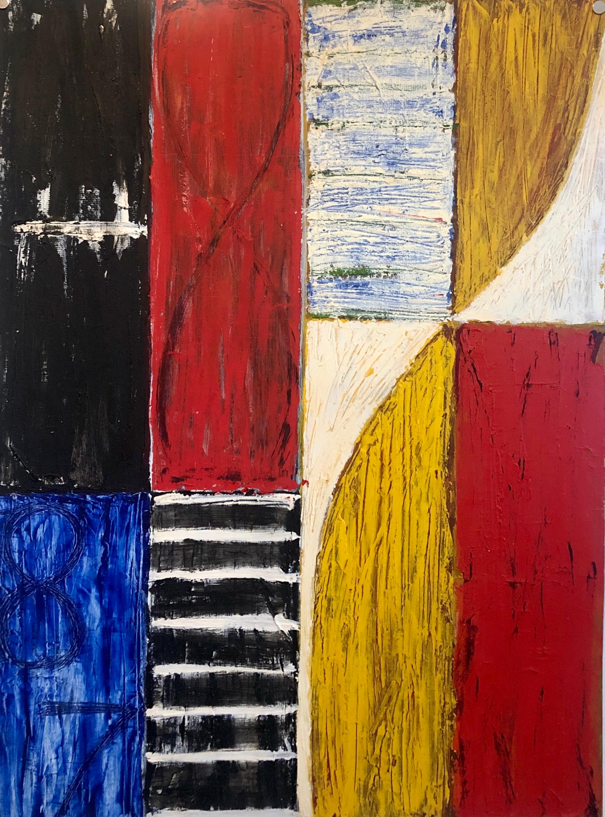 Joan Kahn Roma Color vibrante y audaz Pintura al óleo expresionista abstracta modernista en venta 1