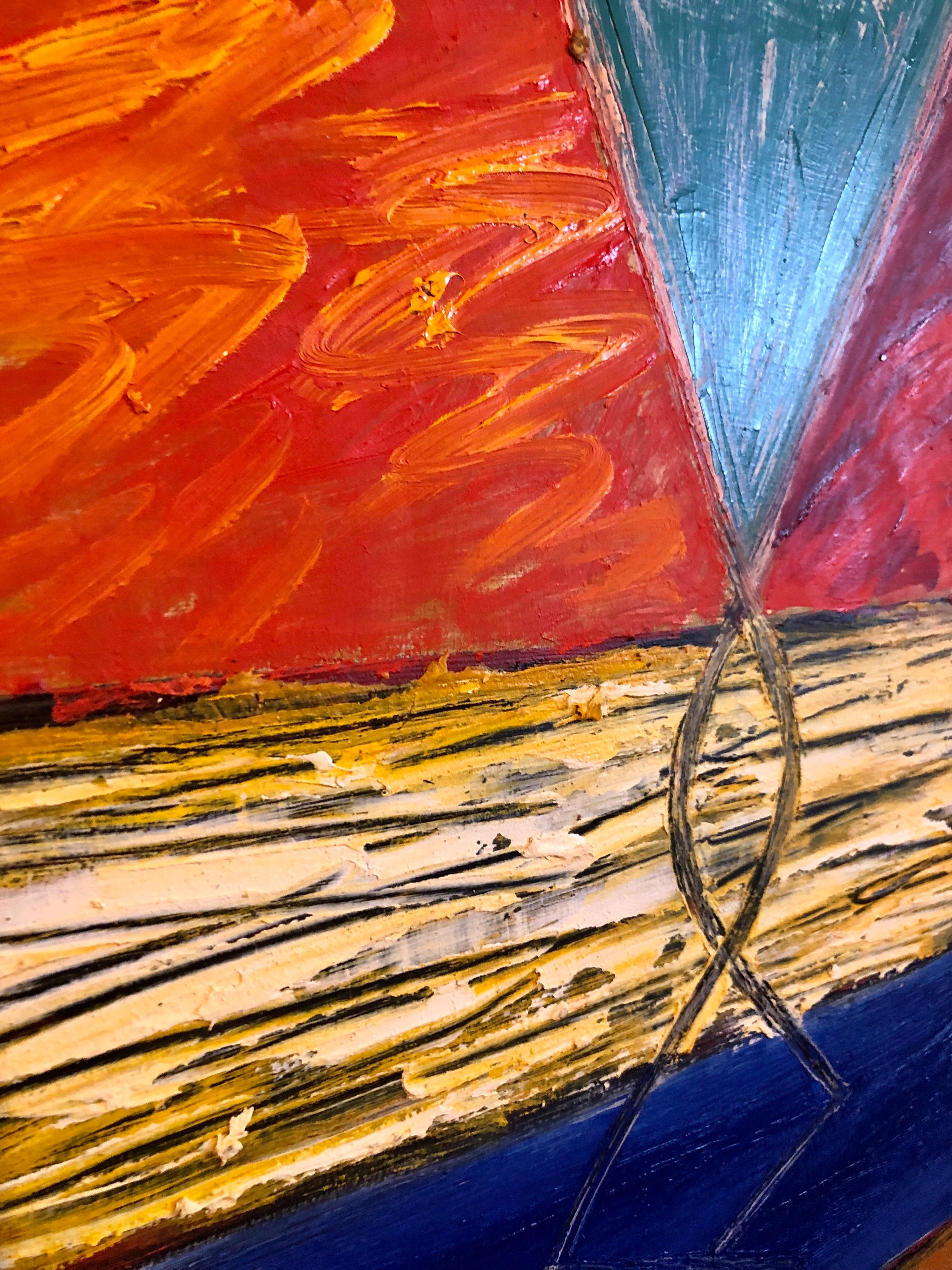 Joan Kahn Roma Color vibrante y audaz Pintura al óleo expresionista abstracta modernista en venta 4