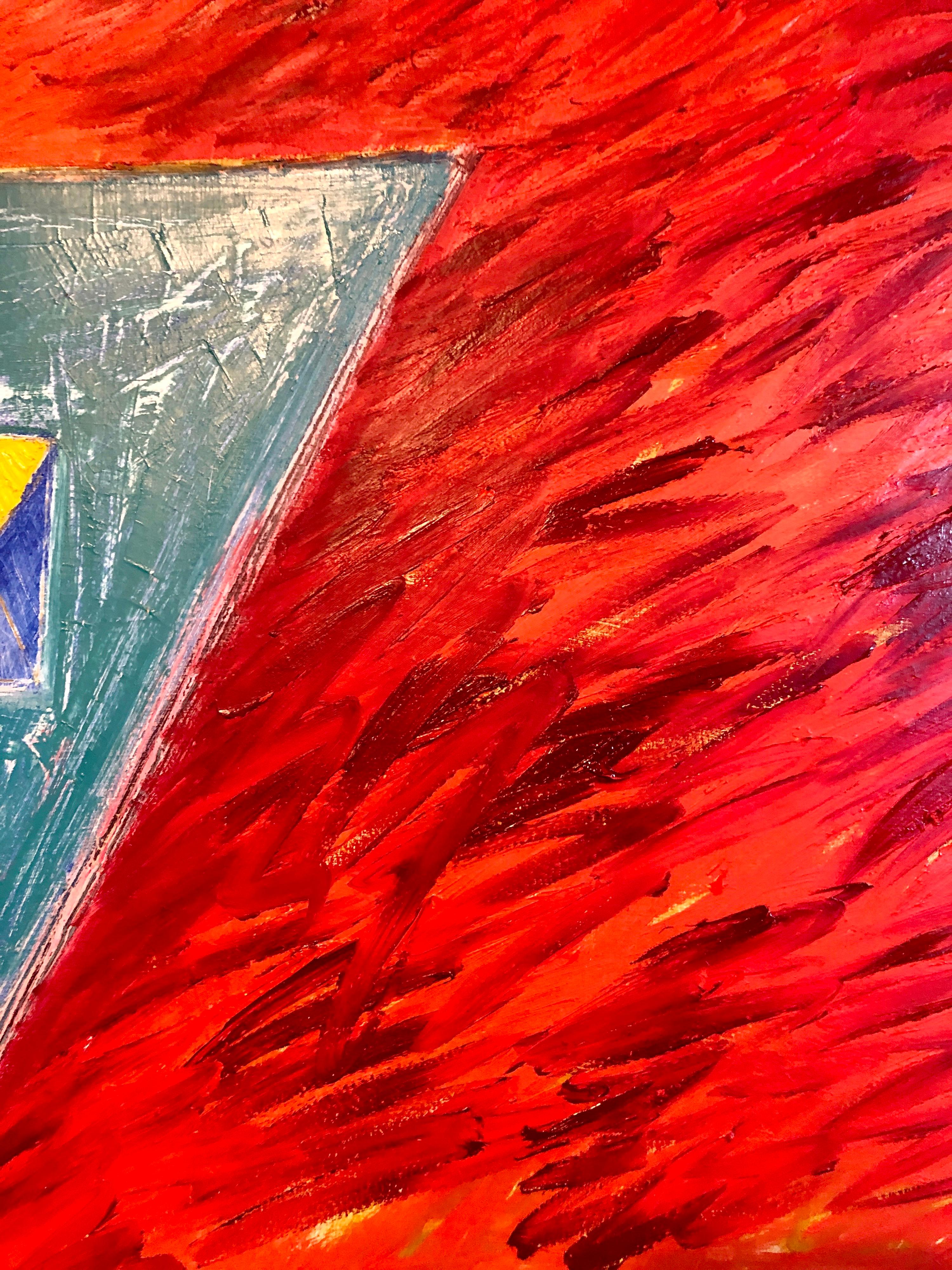 Joan Kahn Roma Color vibrante y audaz Pintura al óleo expresionista abstracta modernista en venta 8
