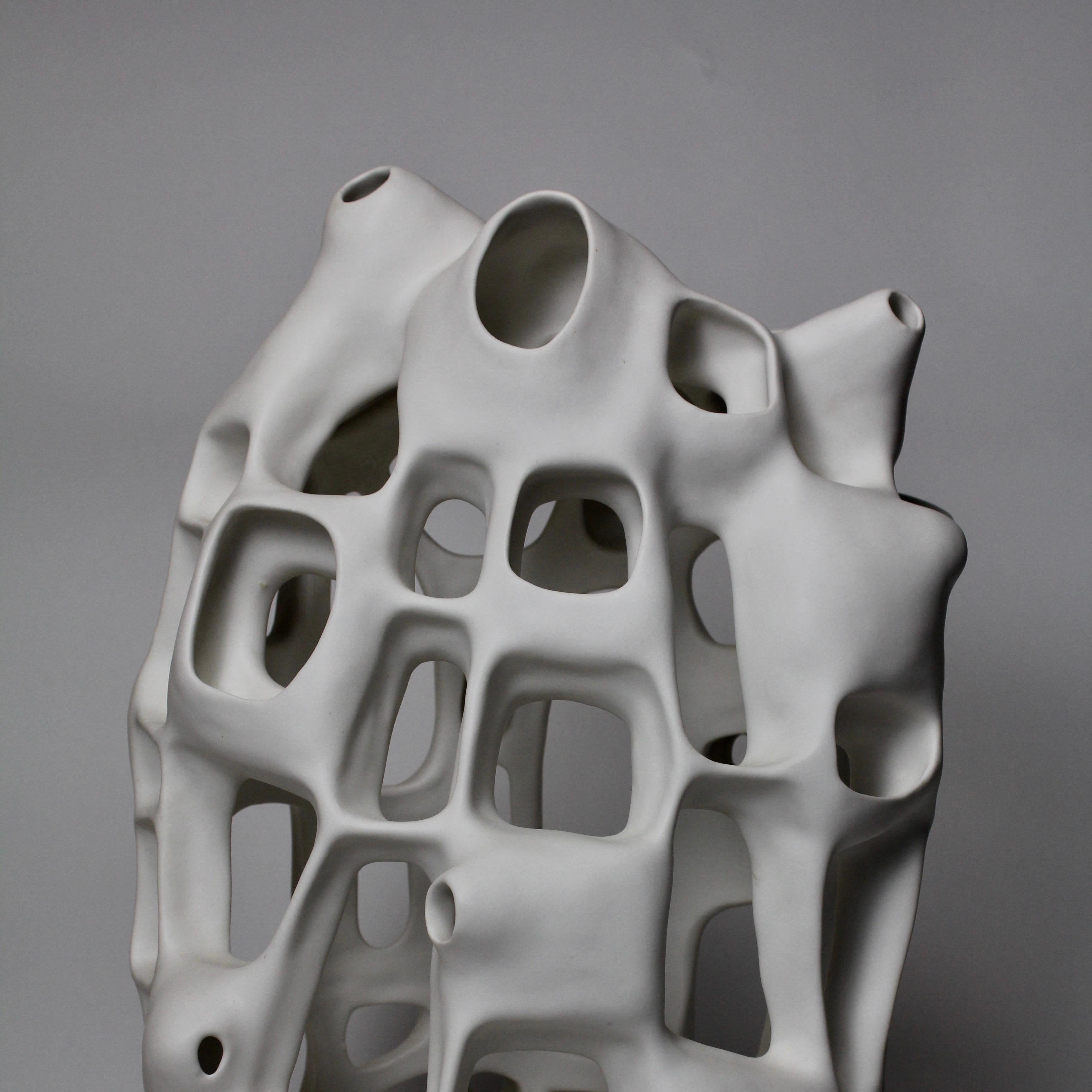 Untitled #3751 - Porcelain geometric white sculpture  - Sculpture by Joan Lurie