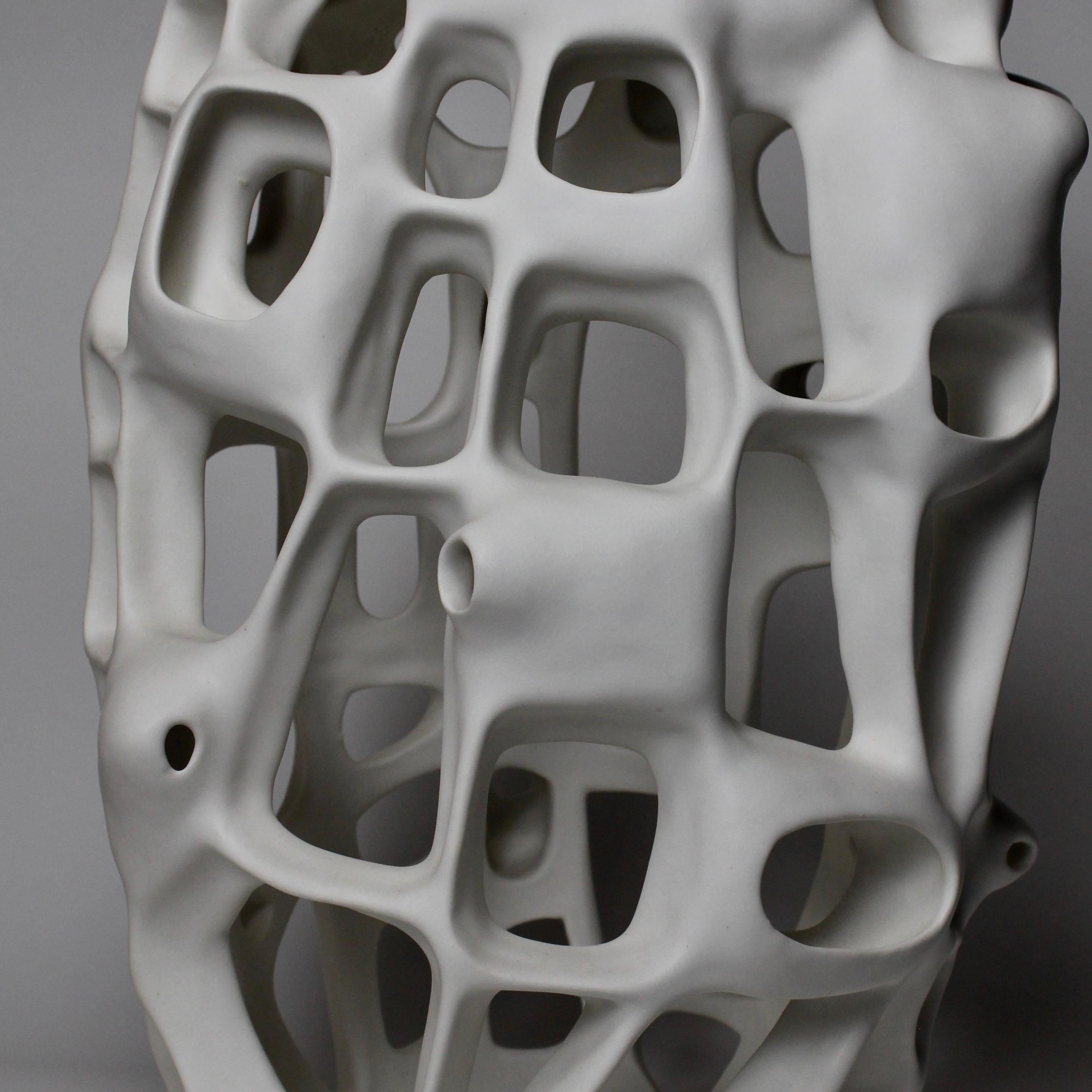 Untitled #3751 - Porcelain geometric white sculpture  - Contemporary Sculpture by Joan Lurie