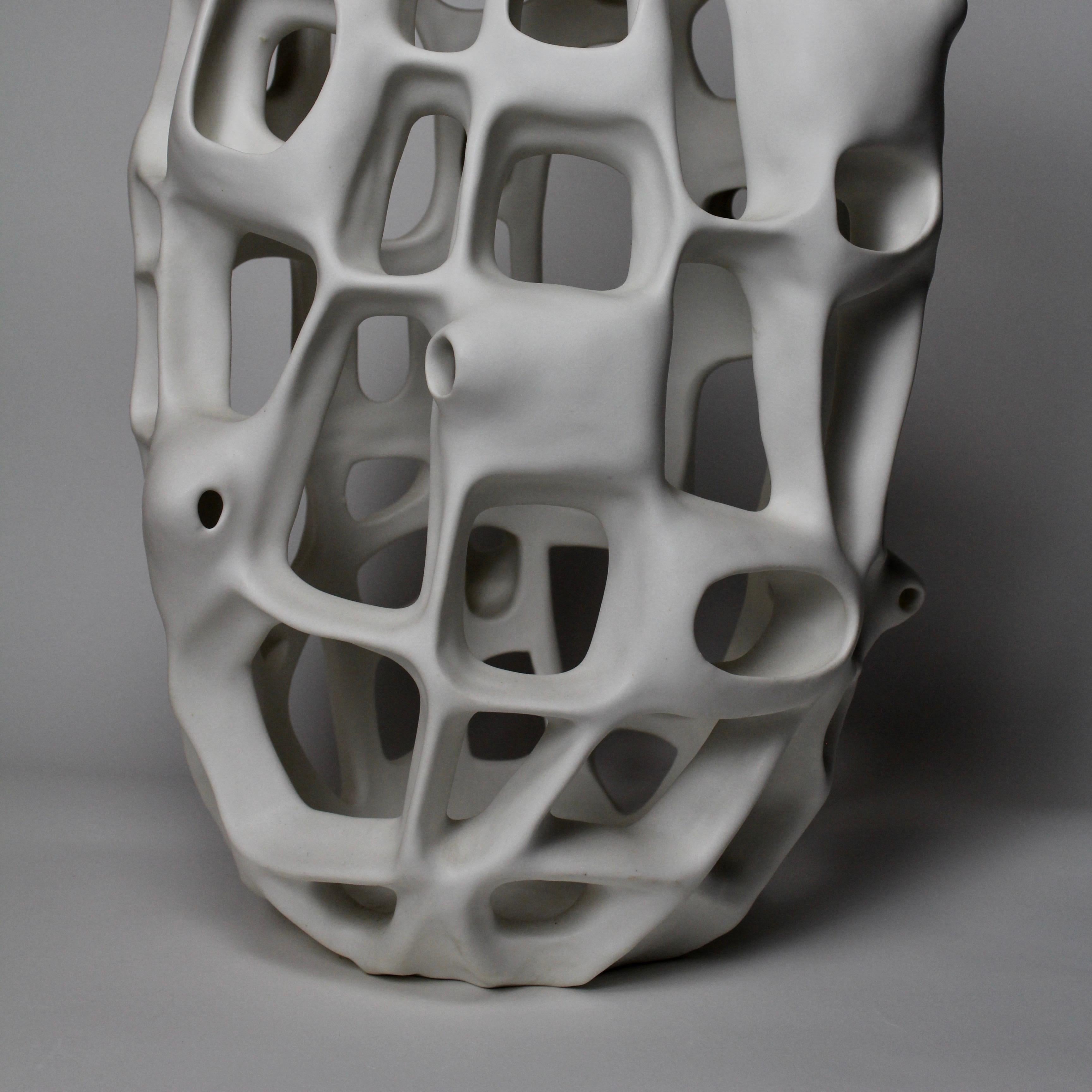 Untitled #3751 - Porcelain geometric white sculpture  - White Abstract Sculpture by Joan Lurie