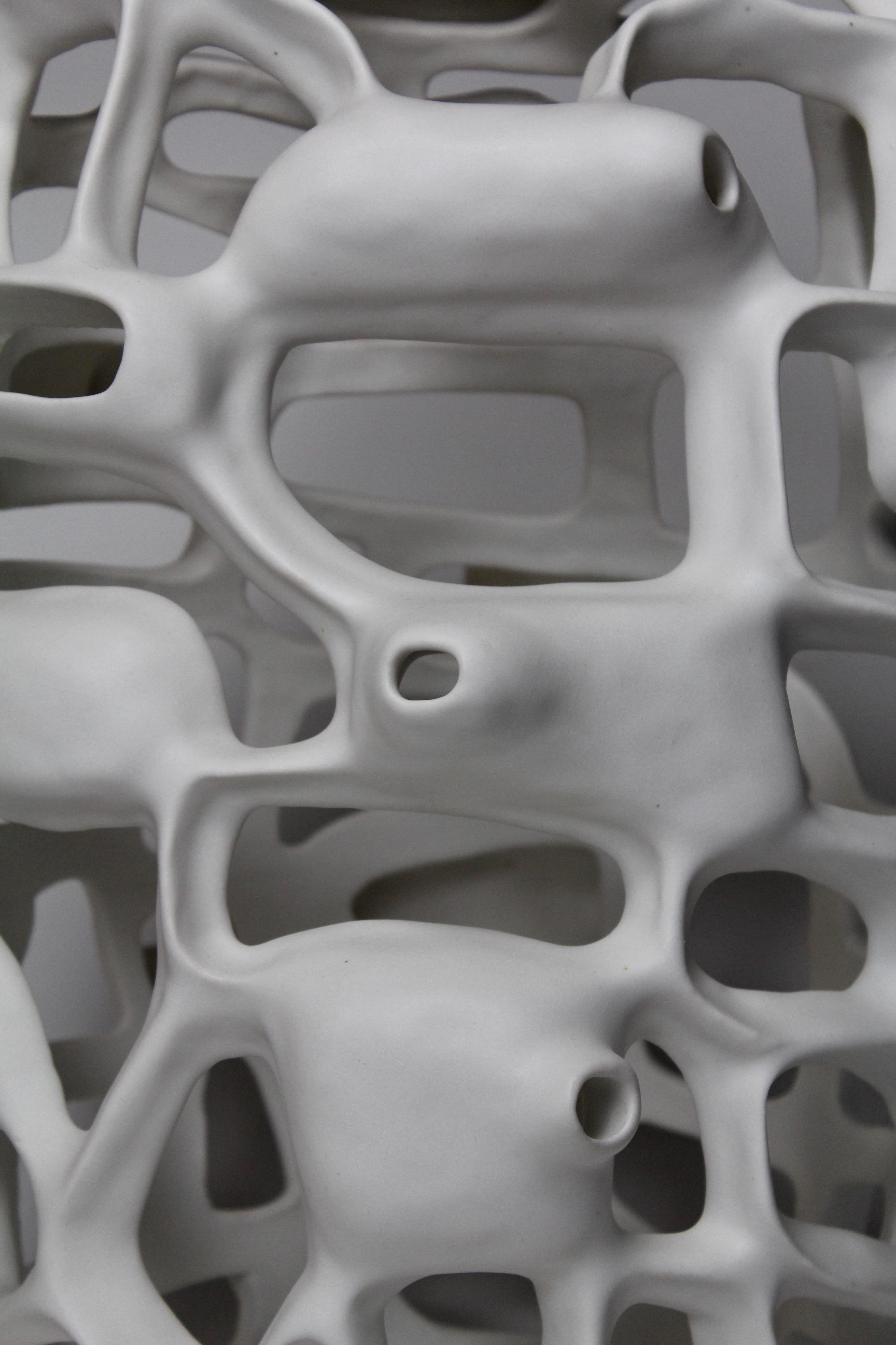 Untitled #3761 - Porcelain geometric white sculpture - Sculpture by Joan Lurie