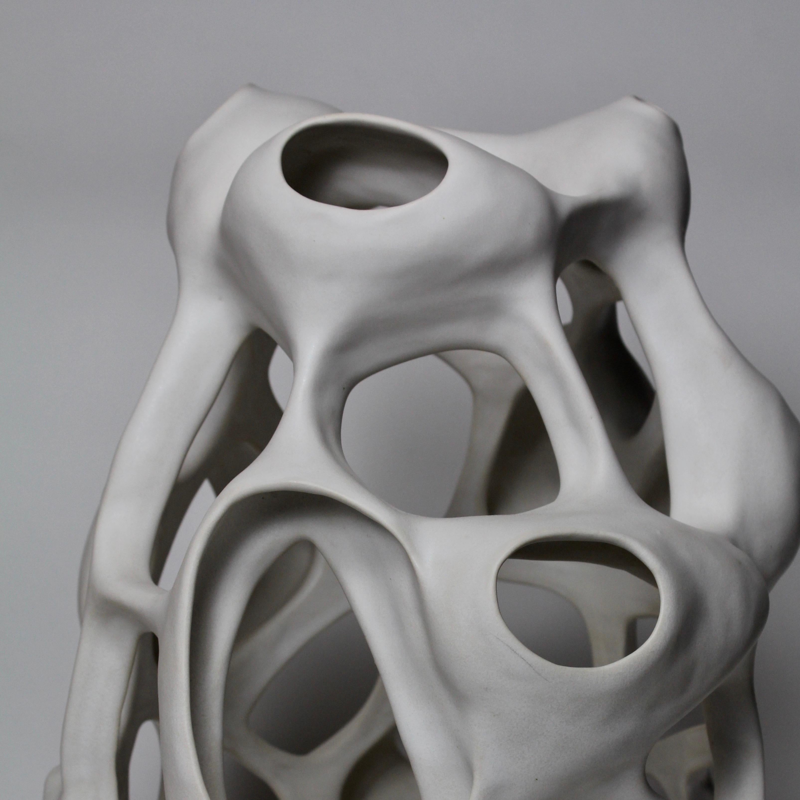 Untitled #3763 - Porcelain geometric white sculpture - Sculpture by Joan Lurie