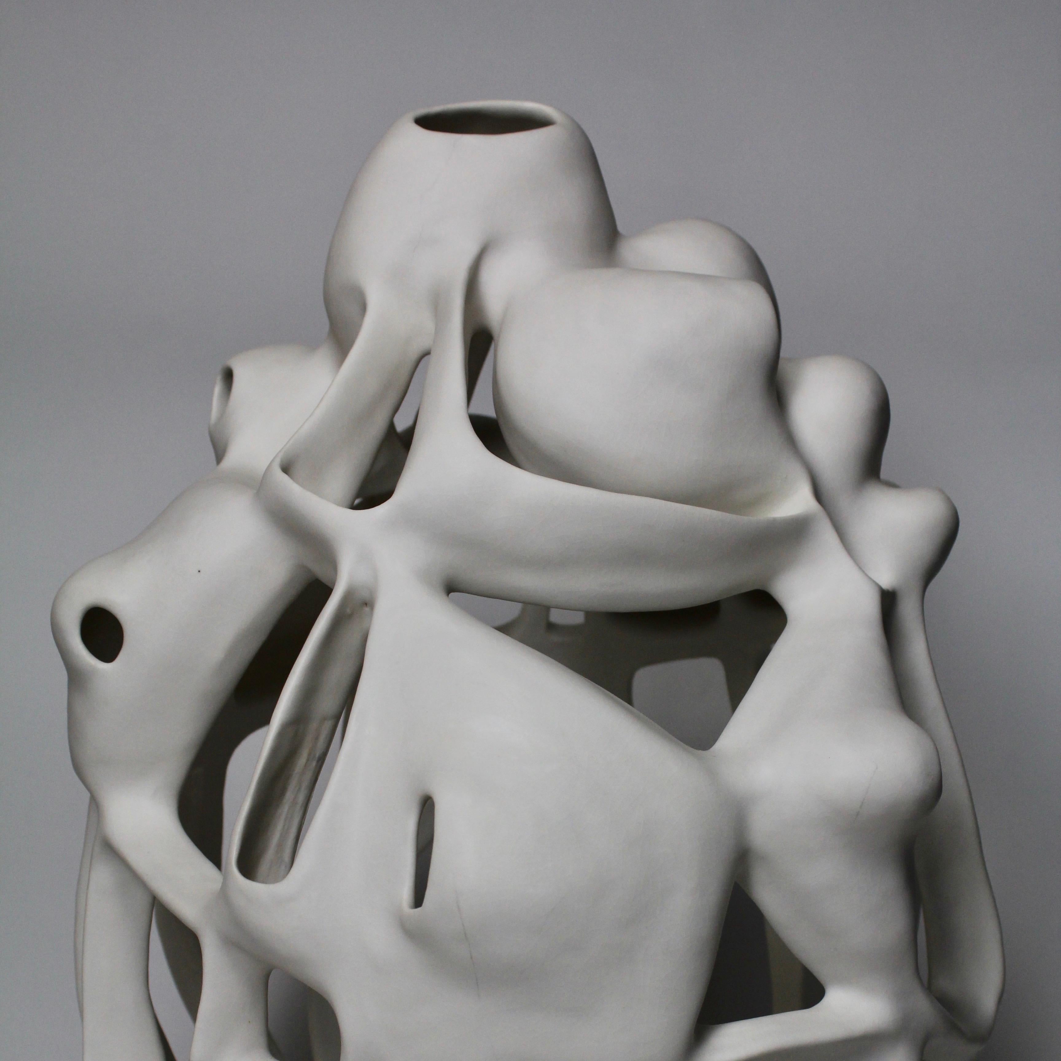Untitled #3780 - Porcelain geometric white sculpture  - Sculpture by Joan Lurie