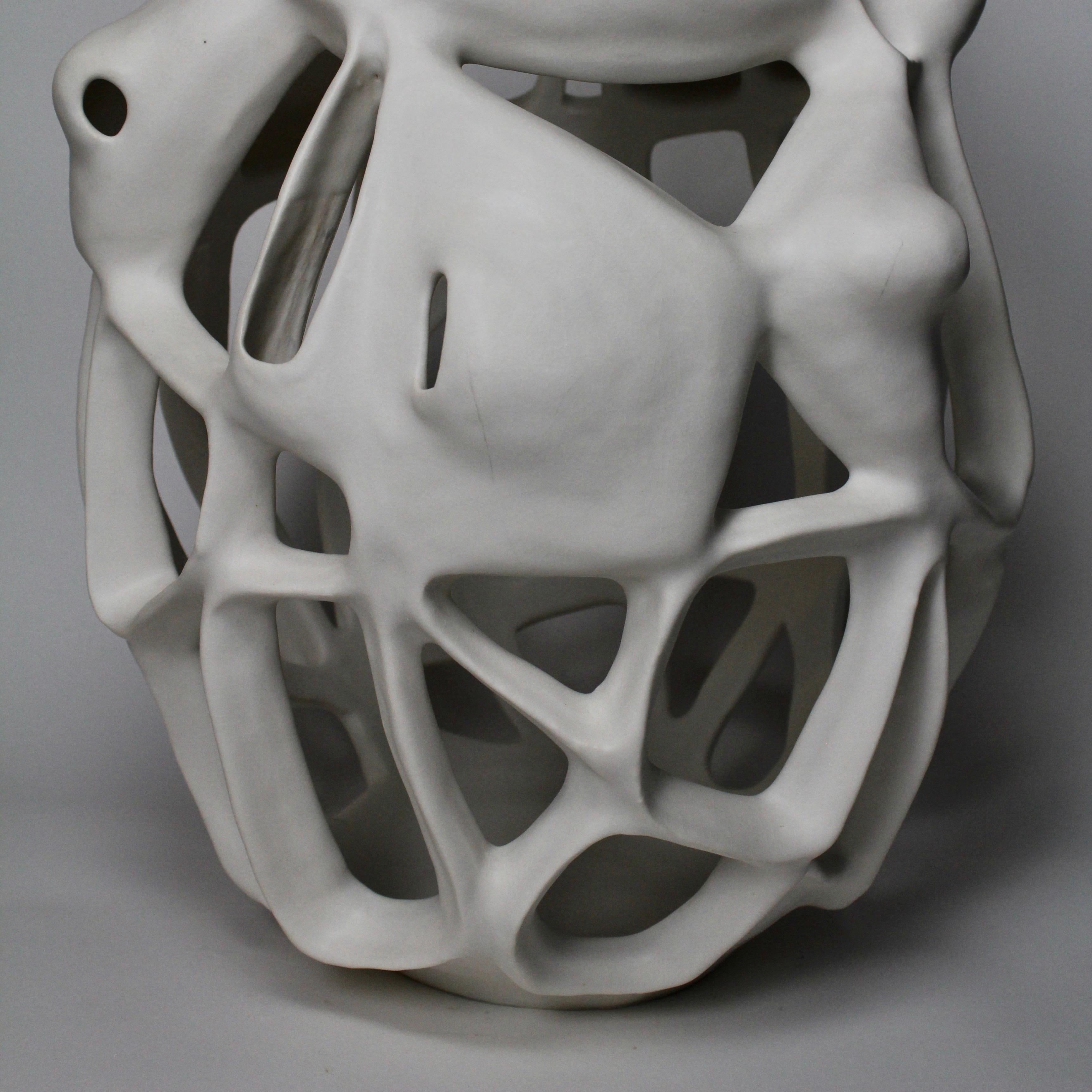 Untitled #3780 - Porcelain geometric white sculpture  - Contemporary Sculpture by Joan Lurie