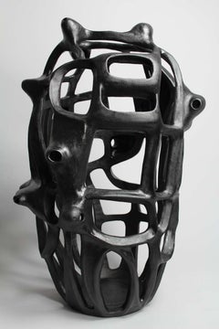 VO5 - Black Porcelain geometric free standing sculpture 