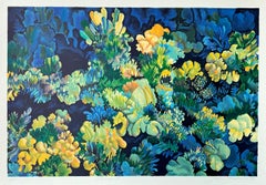 CORAL 3 - Blau, Signierte Lithographie, Nature Abstract Coral Reef, Gelb Grün Blau