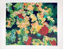 Coral 7: Dark Green, Red, Signed Lithograph, Abstract Coral Reef, Sea Life