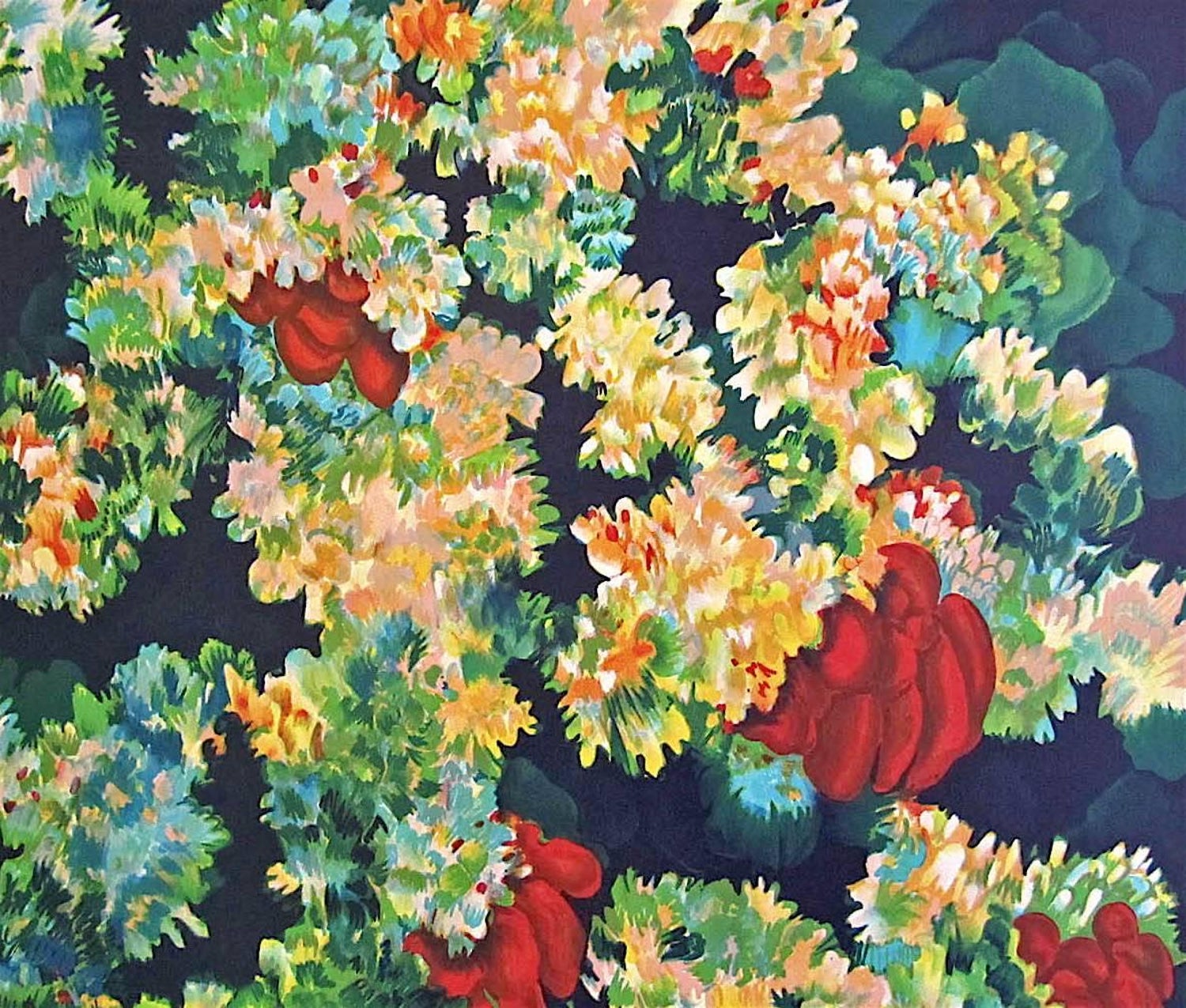Joan Melnick Coral 7 Red Signed Lithograph Nature Abstract