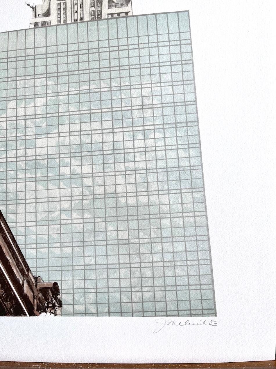 Litografia firmata NEW YORK CITY GRAND HYATT, Grand Central Terminal, punto di riferimento di NYC - Print Contemporaneo di Joan Melnick