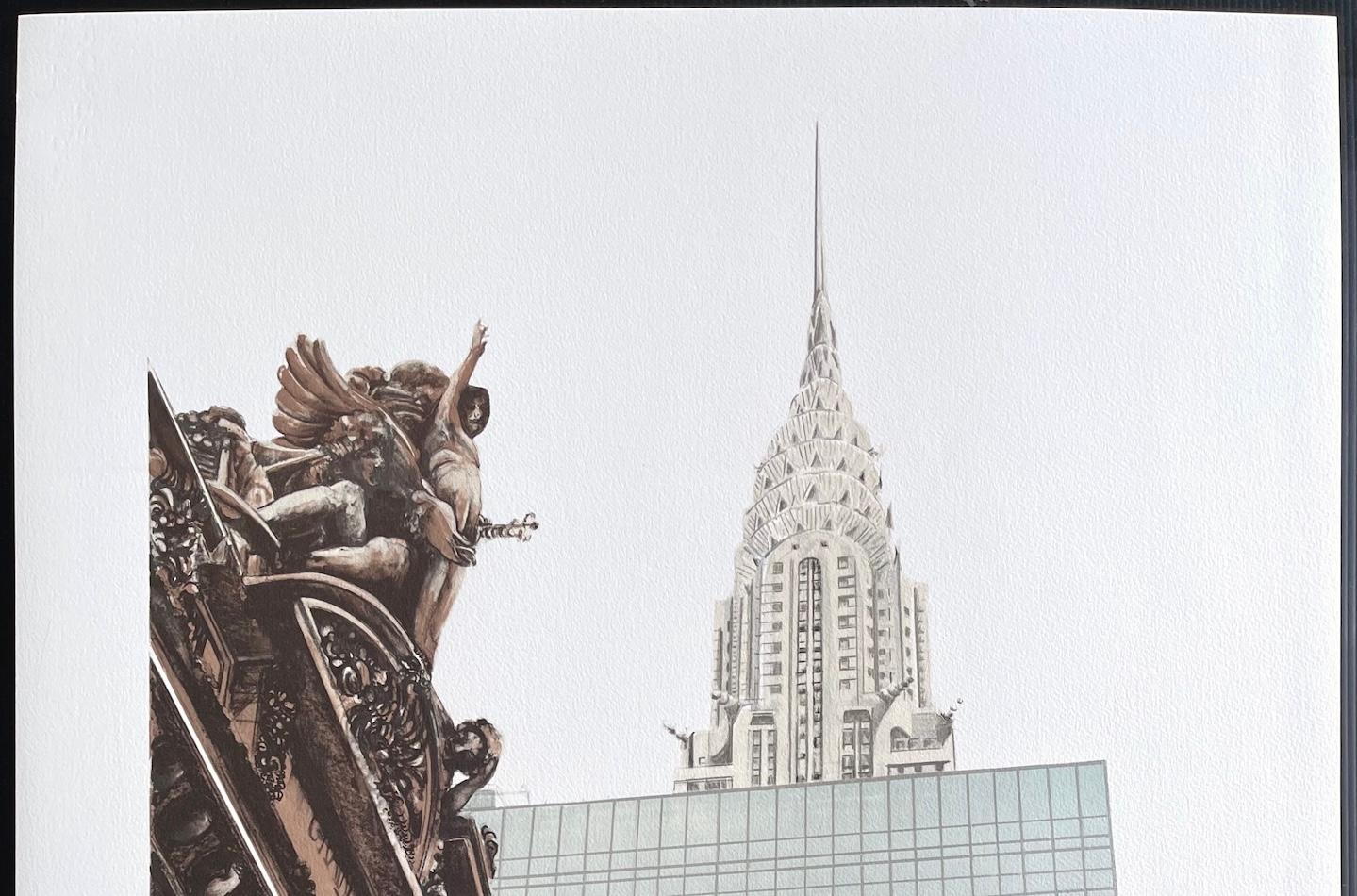 NEW YORK CITY GRAND HYATT Signed Lithograph, Grand Central Terminal NYC Landmark - Contemporary Print by Joan Melnick