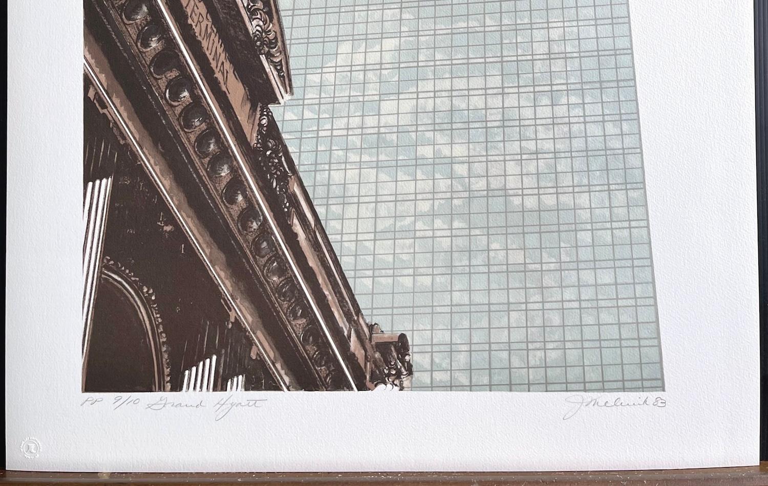 Litografia firmata NEW YORK CITY GRAND HYATT, Grand Central Terminal, punto di riferimento di NYC in vendita 2