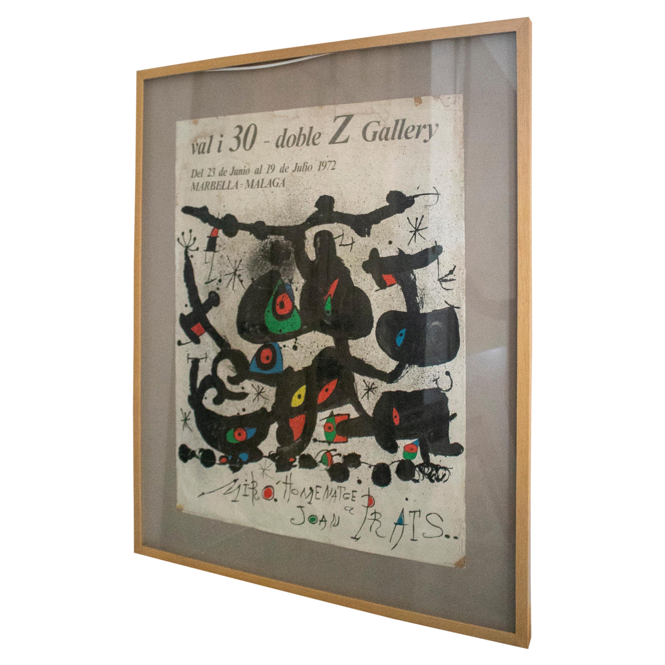 Joan Miró, 1972 Hommage de Joan Prats à Marbella Affiche d'exposition encadrée