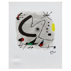 Joan Miró, Abstracto, Negro Rojo Verde Amarillo Fotolitografía