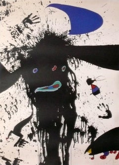 Joan Miró Abstract Color Lithograph 38" x 29" Framed Mid Century Modern Art