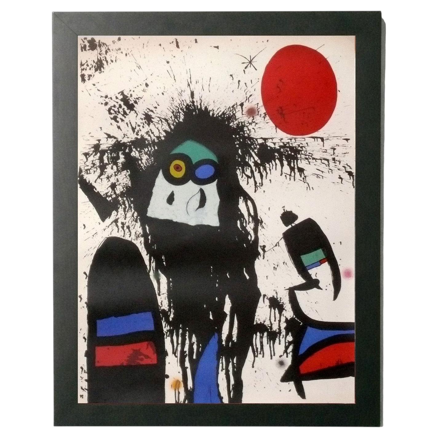 Joan Miró Abstract Color Lithograph 38" x 29" Mid Century Modern Framed Art For Sale