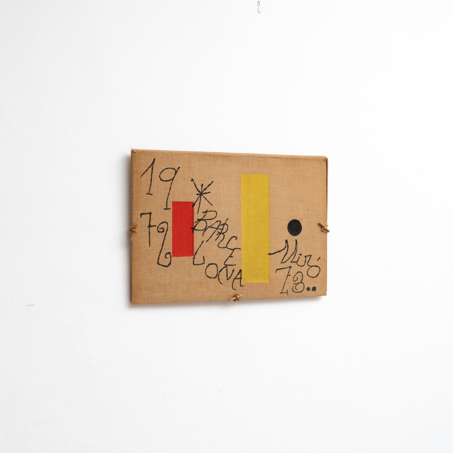 Mid-Century moderno Joan Miró  Barcellona 1973 Litografia in edizione limitata su tela di canapa  Opere d'arte rare
