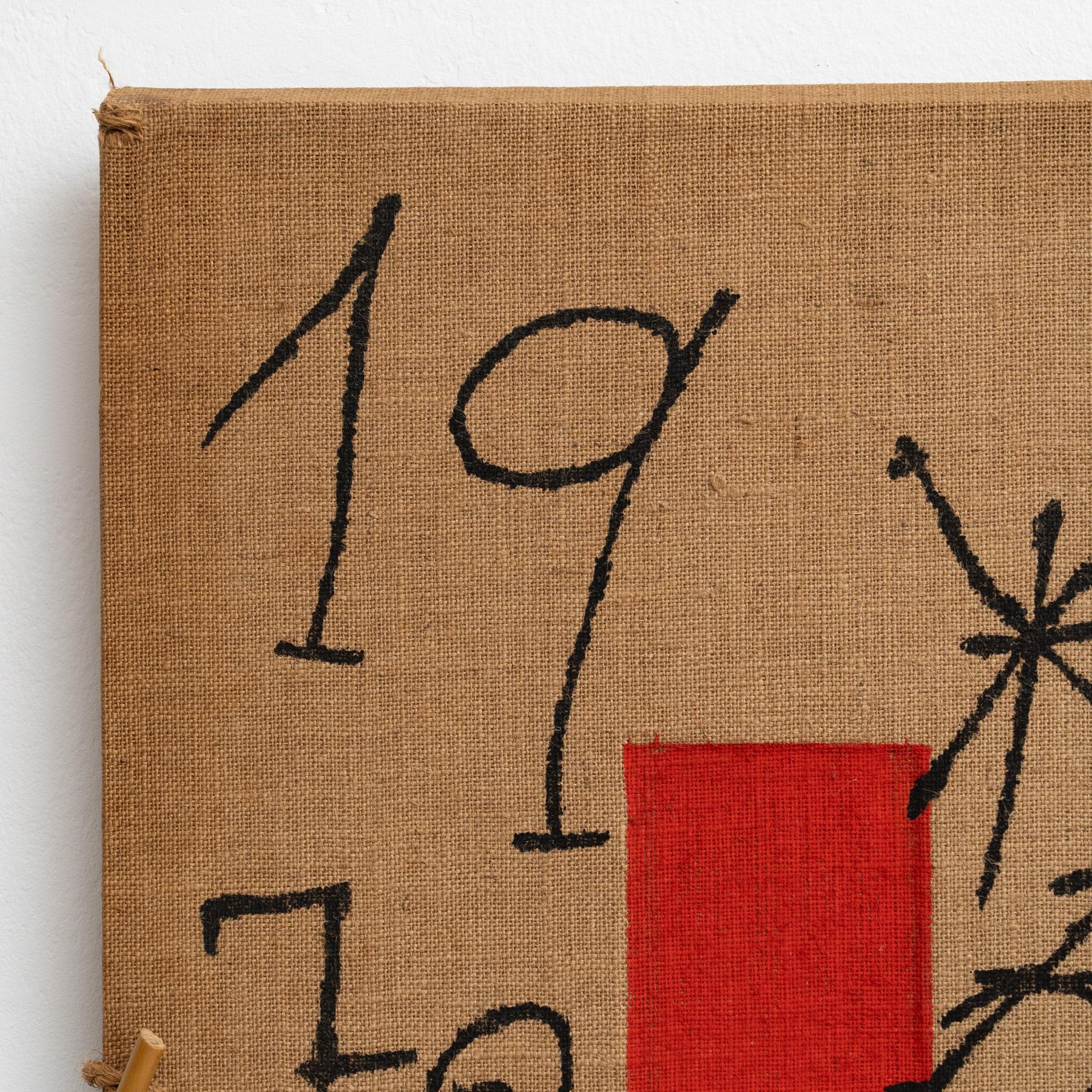 Rattan Joan Miró  Barcellona 1973 Litografia in edizione limitata su tela di canapa  Opere d'arte rare