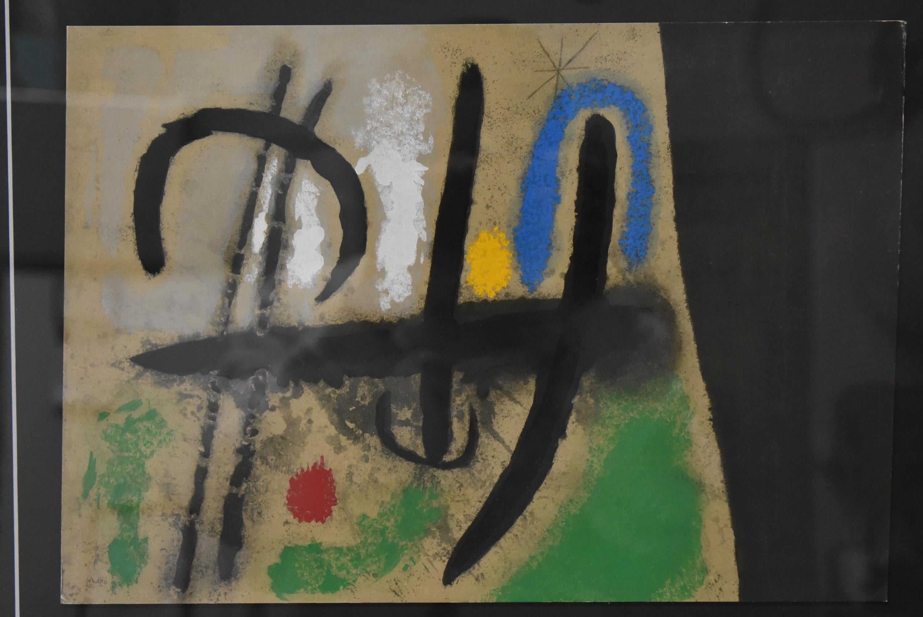 Joan Miro Cartones #16 Oisezux dans un paysage 31-3-1963 In Good Condition For Sale In Toledo, OH