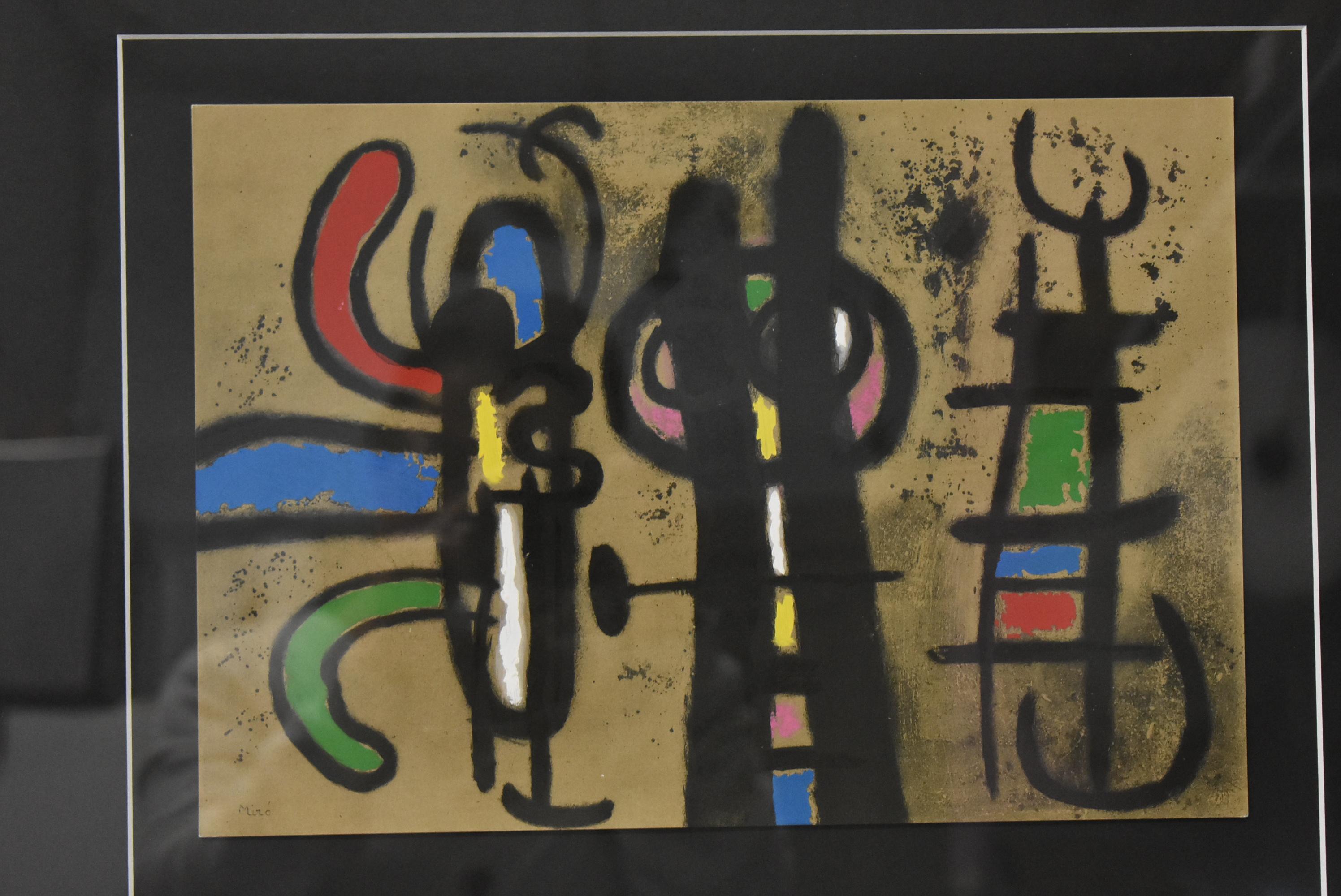 Joan Miro Cartones #18 Personnage et oiseaux 12-2-1963 In Good Condition For Sale In Toledo, OH