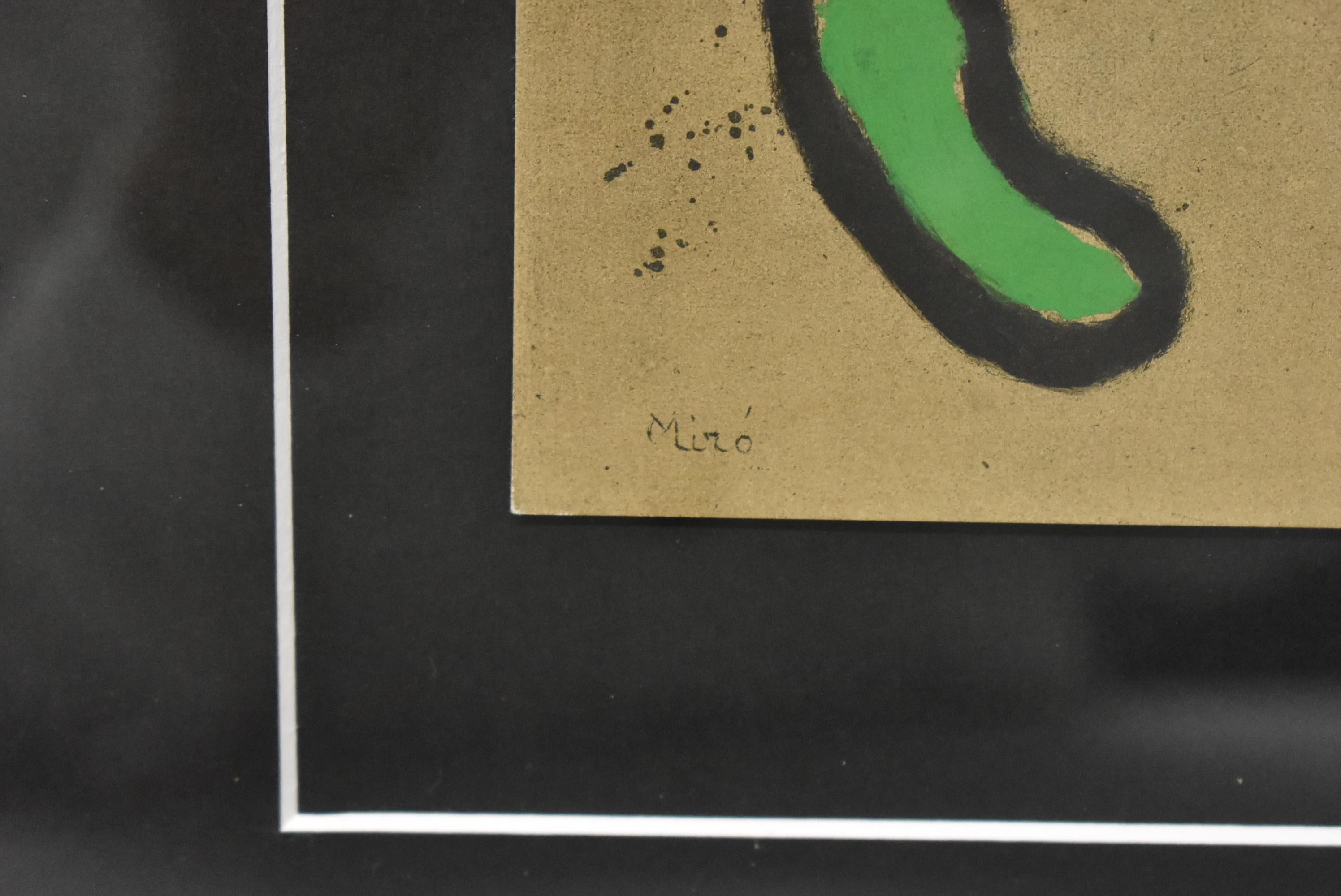 Paint Joan Miro Cartones #18 Personnage et oiseaux 12-2-1963 For Sale