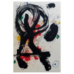 Joan Miro Color Lithograph, 1964, Man Picking Grapes