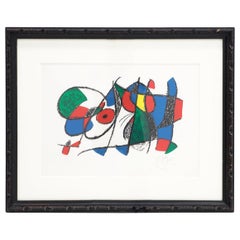 Lithographie colorée de Joan Miro, édition de 80 exemplaires, signée, preuve d'artiste