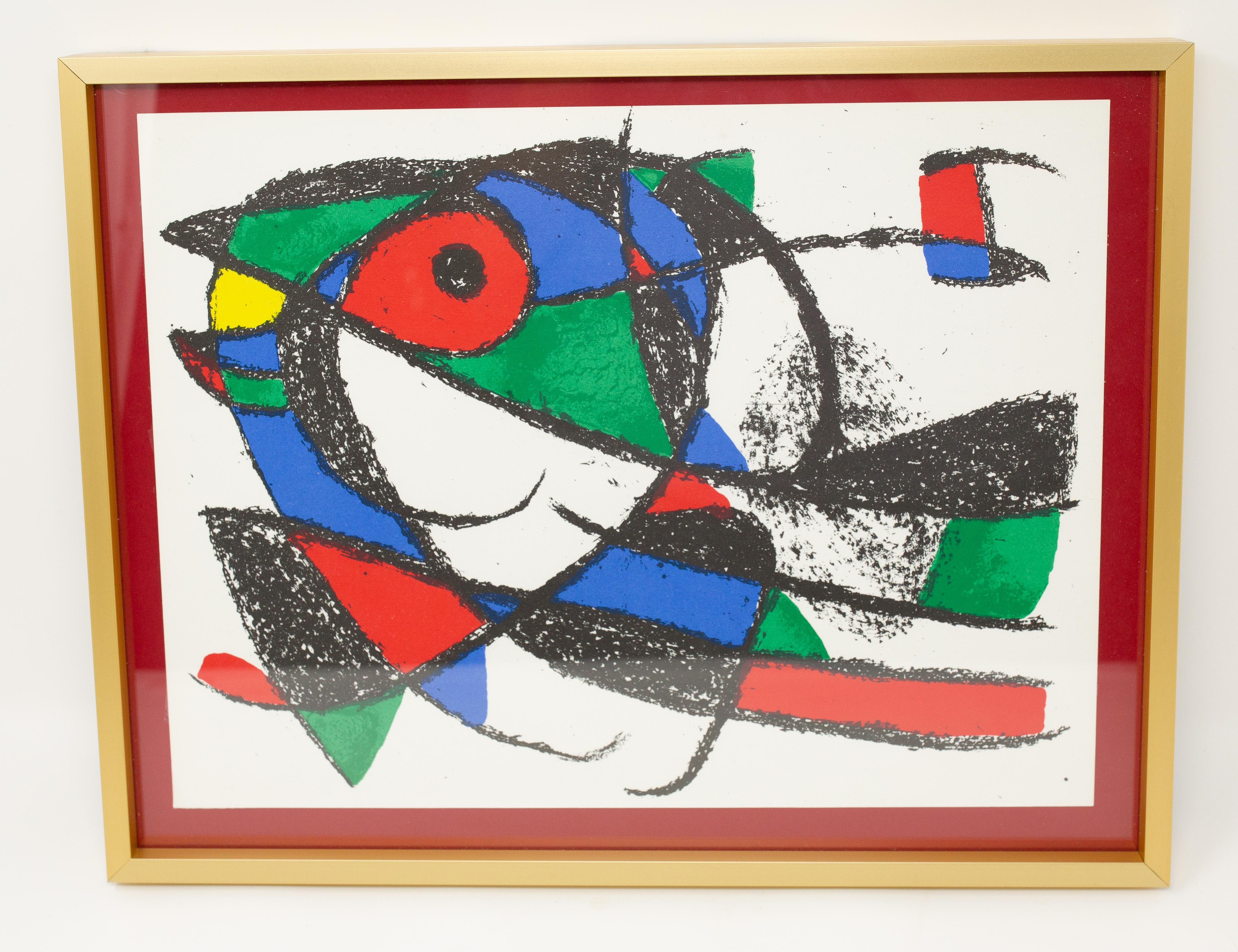 Offering this gorgeous Joan Miro' Color Lithograph. With vibrant green, red, blue, and yellow with artistic black lines and curves. 

Joan Miró (Spanish, 1893 – 1983)
Untitled (abstract), 1975
Color lithograph on paper
Unsigned
Pulled from