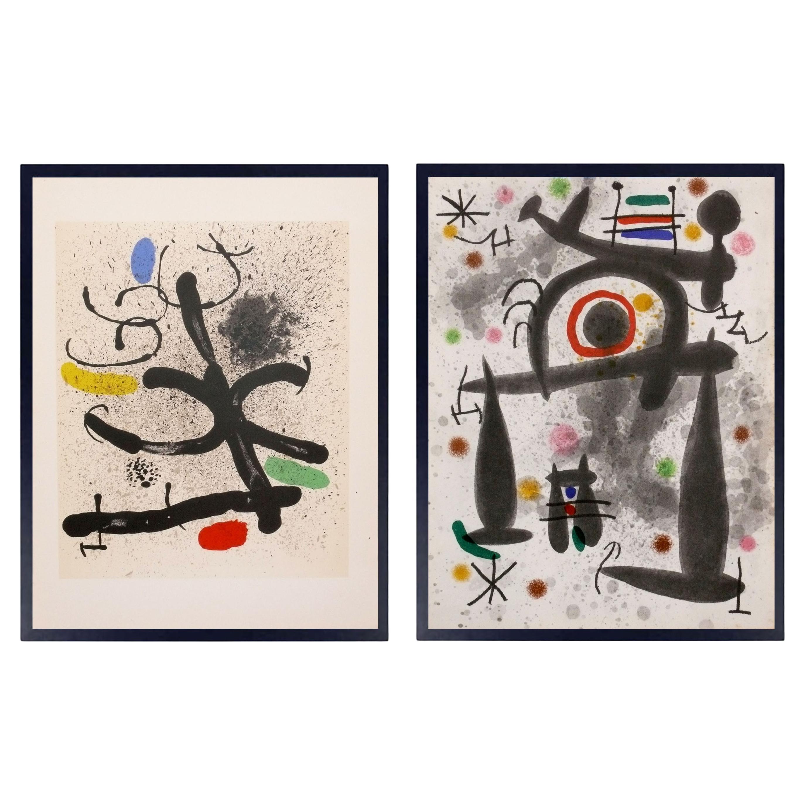 Joan Miró Color Lithographs 16.5 "H x 12.5 "W Mid Century Modern Abstract Art