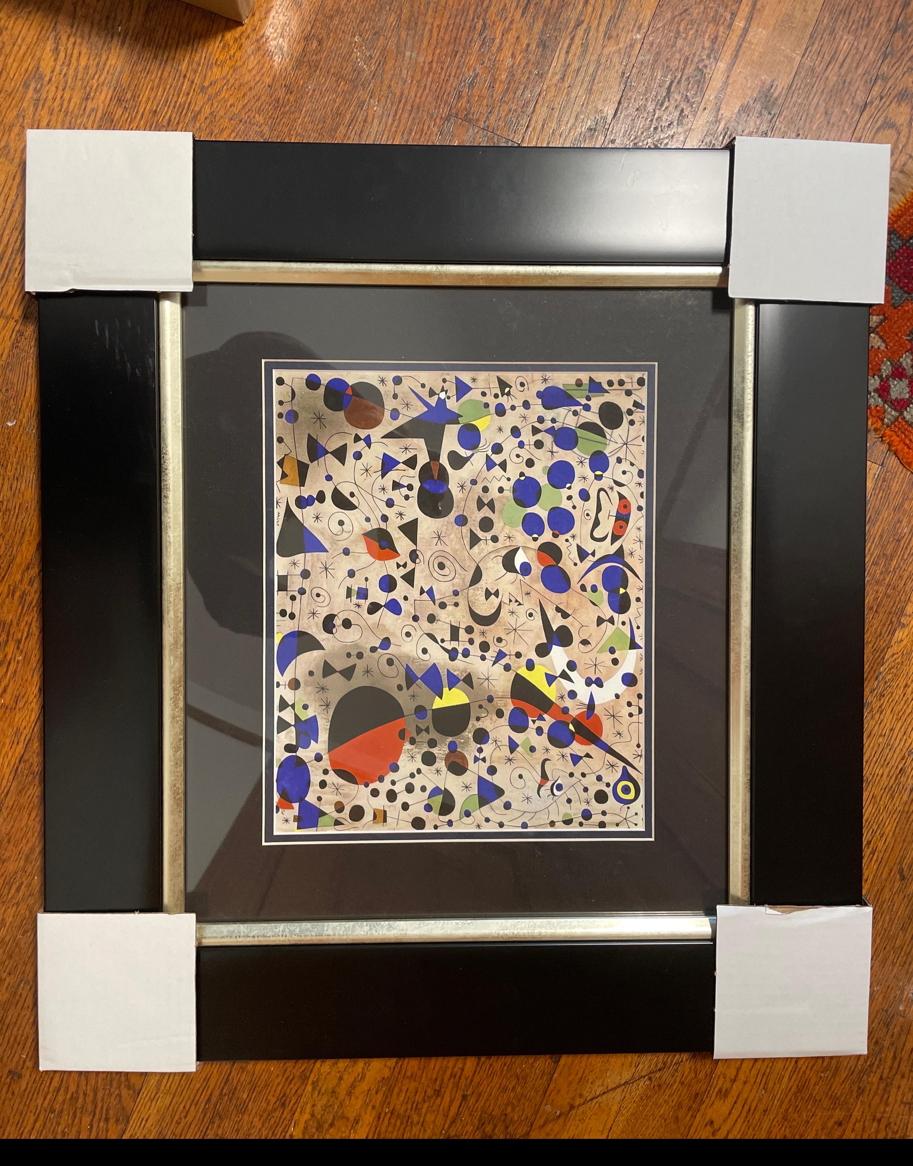 Joan Miro Farbplatte Lithographie ca. 24x20 Zoll. Einschließlich Zertifikat. Individuell gerahmt.
