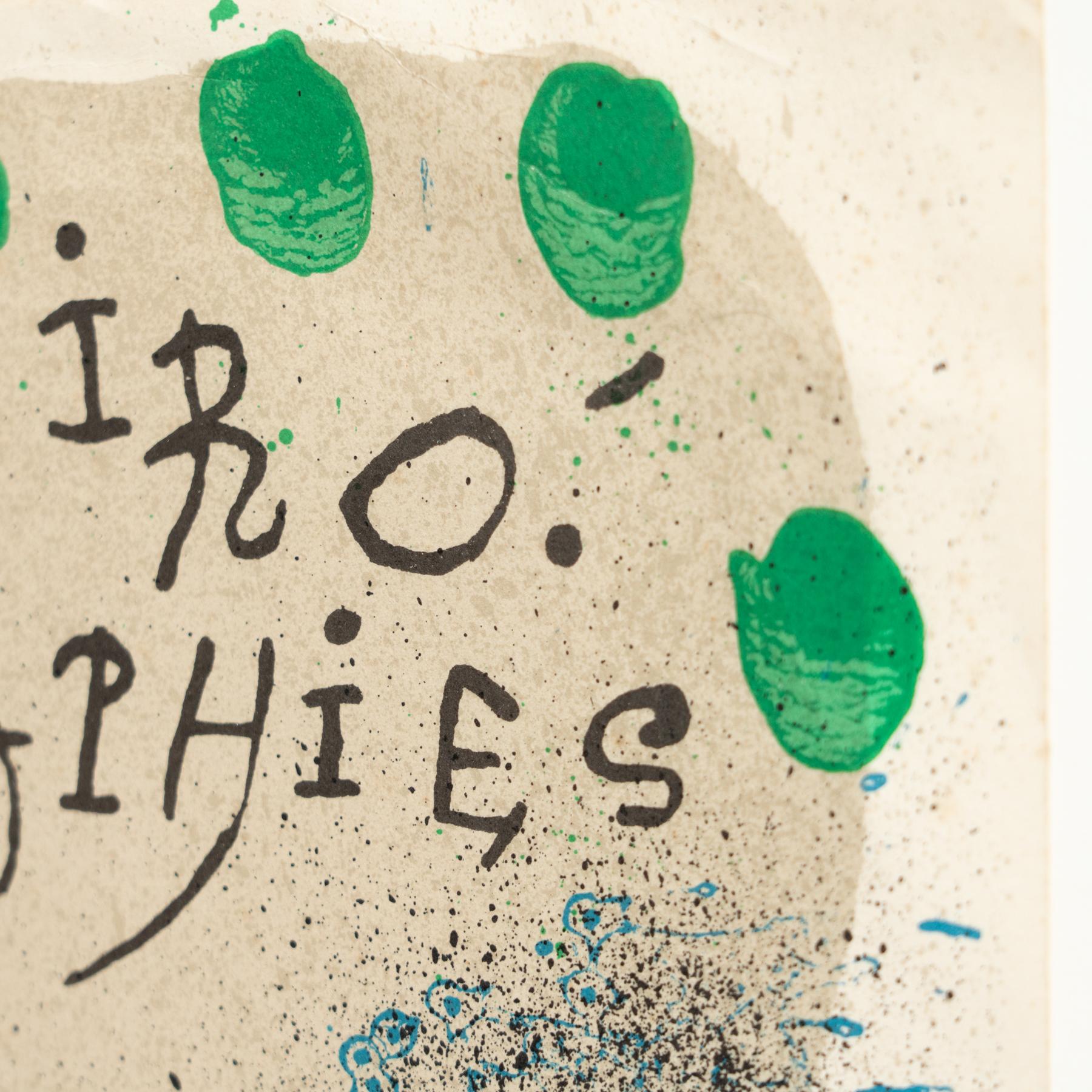 Fin du 20e siècle Lithographie de Joan Miro extraite de « Lithographies Vol.1 », vers 1972 en vente