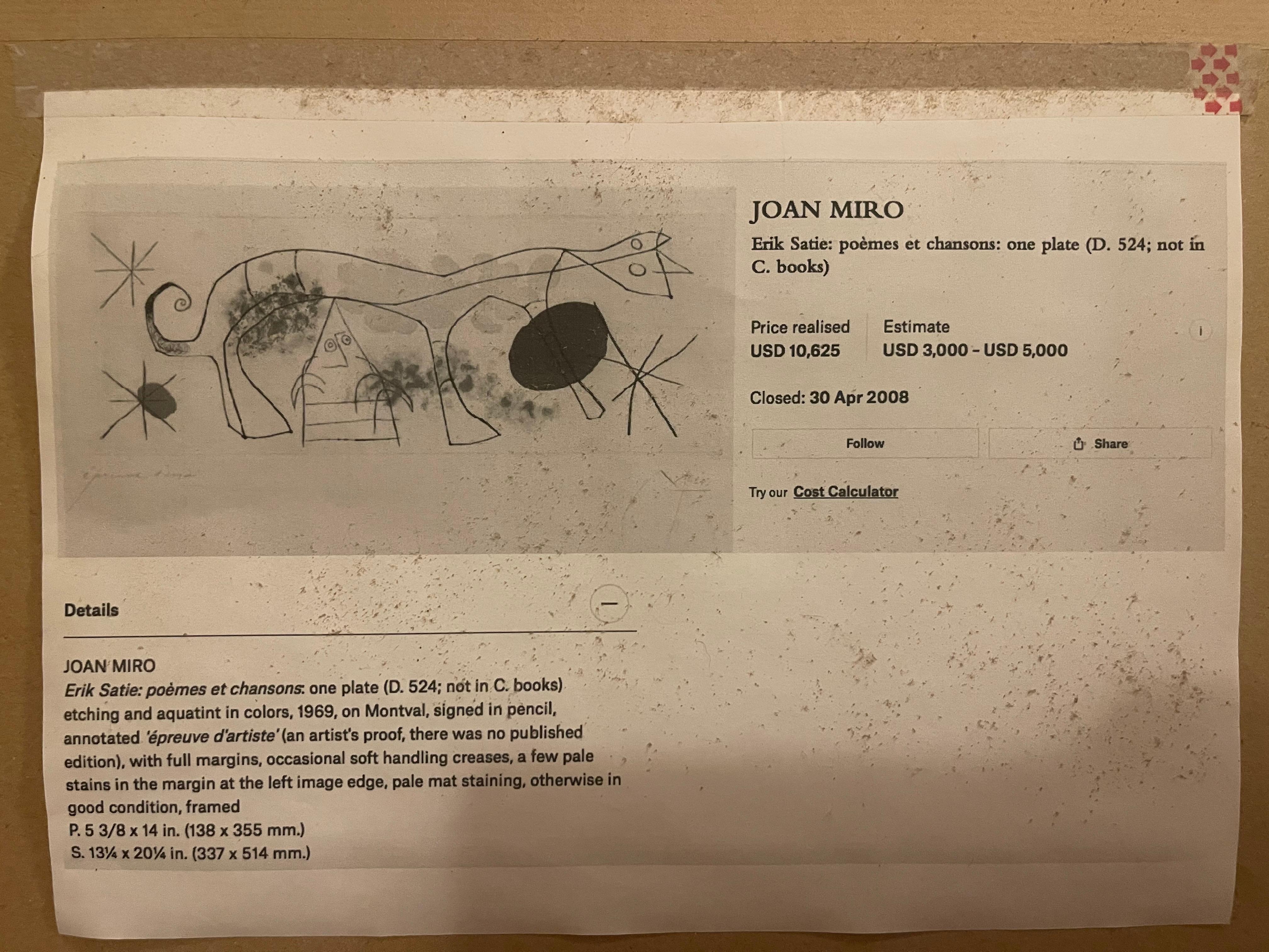 Milieu du XXe siècle Joan Miro gravure aquatinte série de 30 sur papier japonais , 1969 en vente