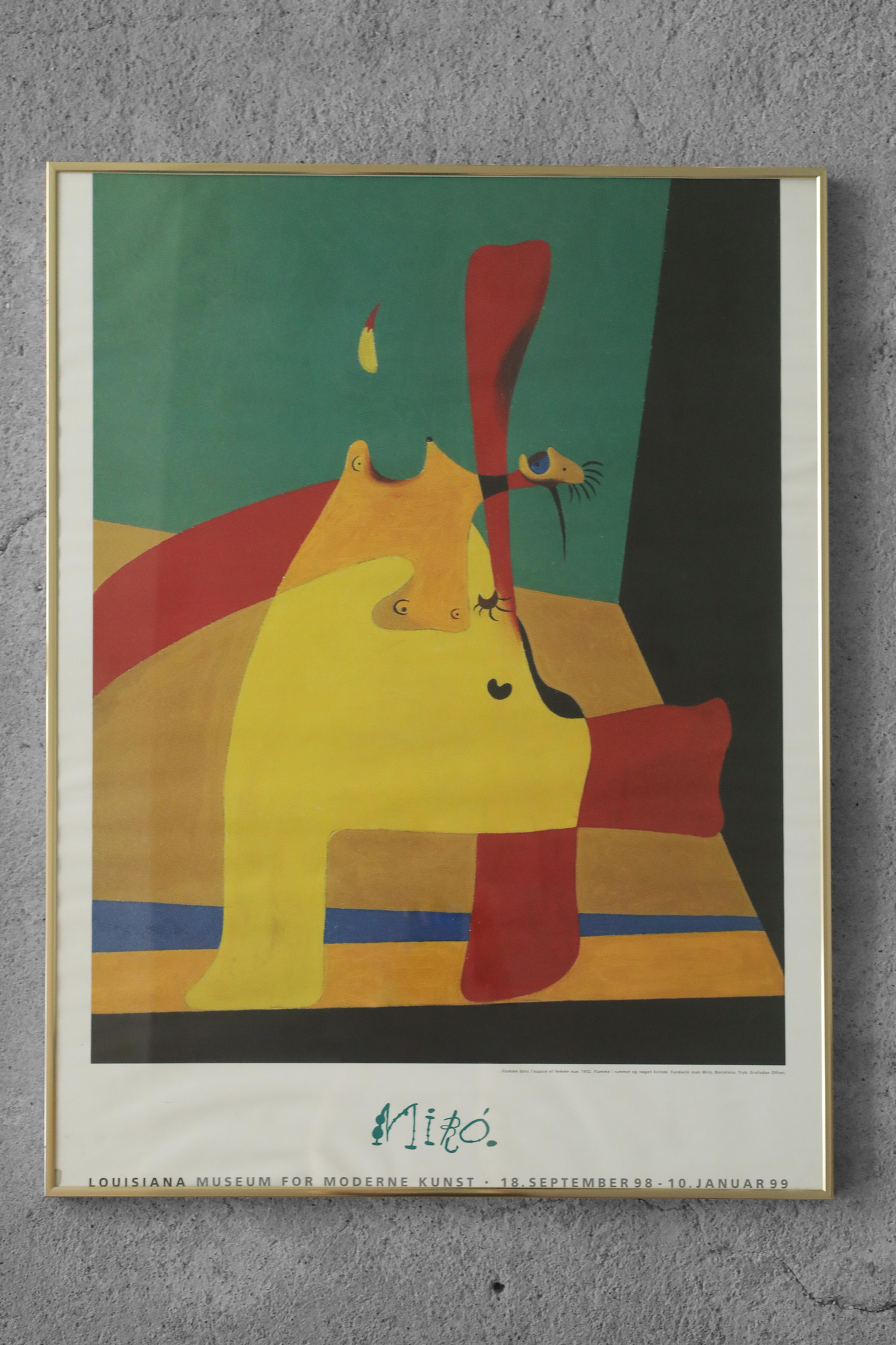 Mid-Century Modern Joan Miró, Exhibition Poster, Louisiana Art Museum, Denmark, 1998/1999, Framed For Sale