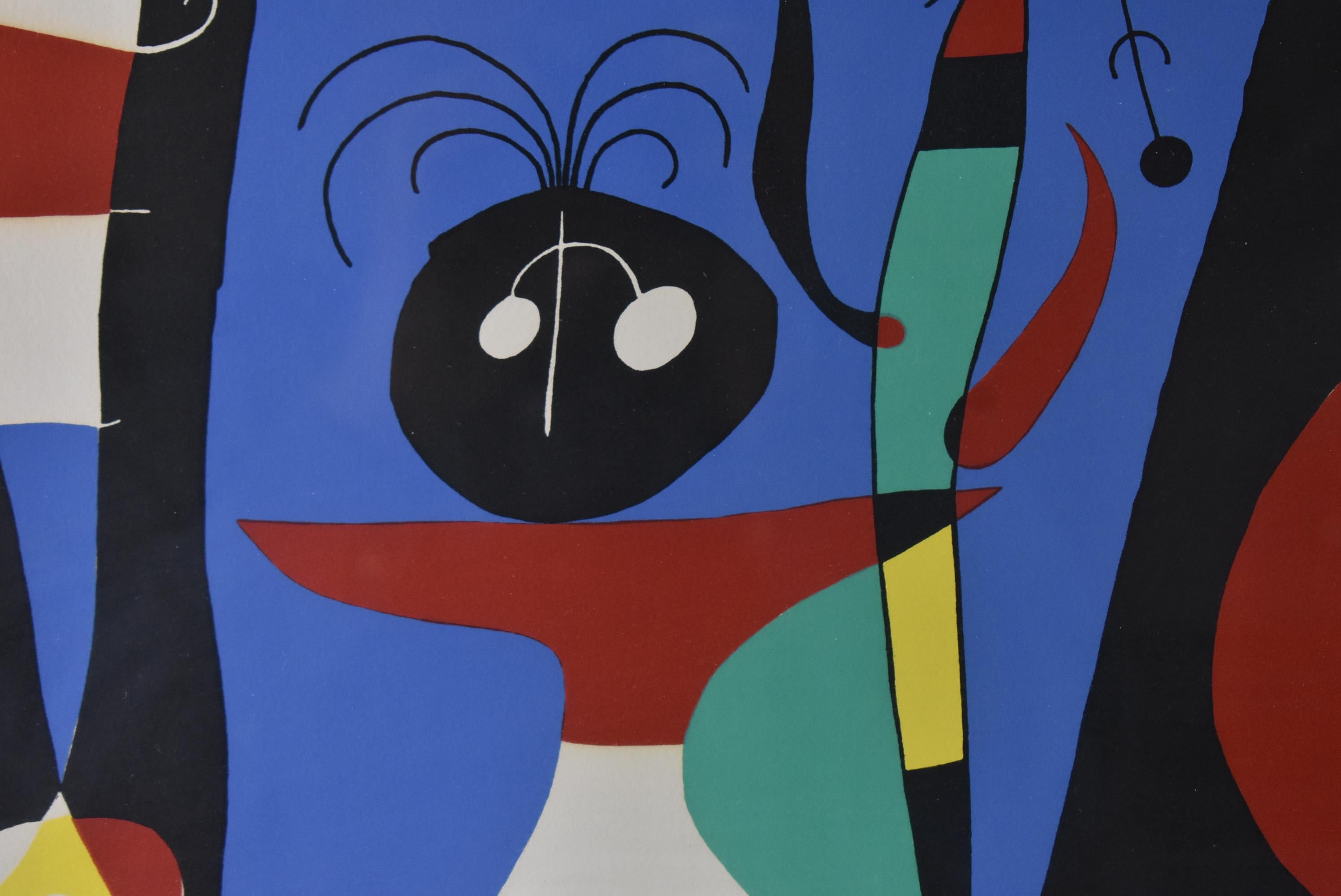 Joan Miró  Femme Au Mirror/ Woman at the Mirror Lithograph 1956 In Good Condition For Sale In Toledo, OH