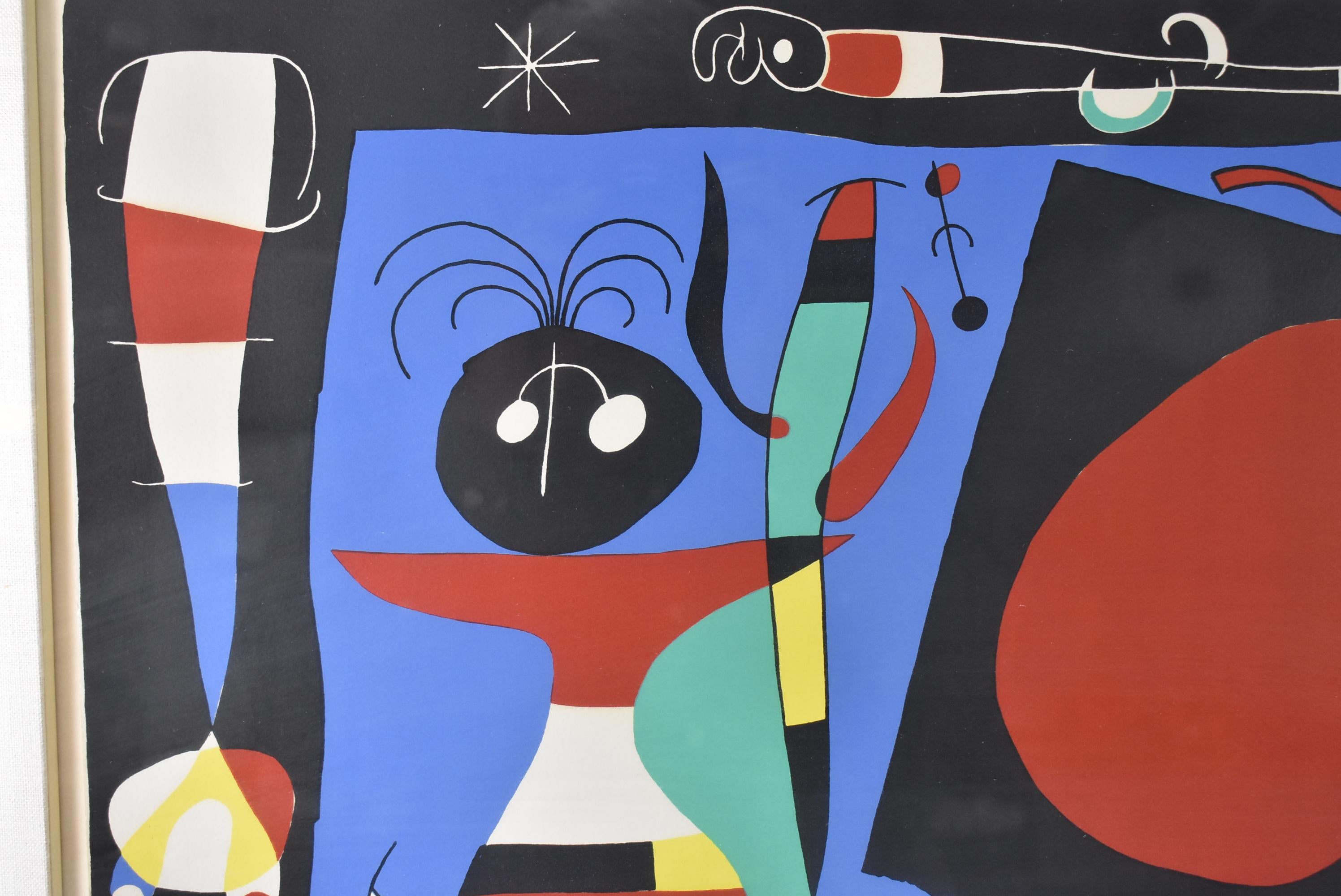 Joan Miró  Femme Au Mirror/ Woman at the Mirror Lithograph 1956 In Good Condition For Sale In Toledo, OH