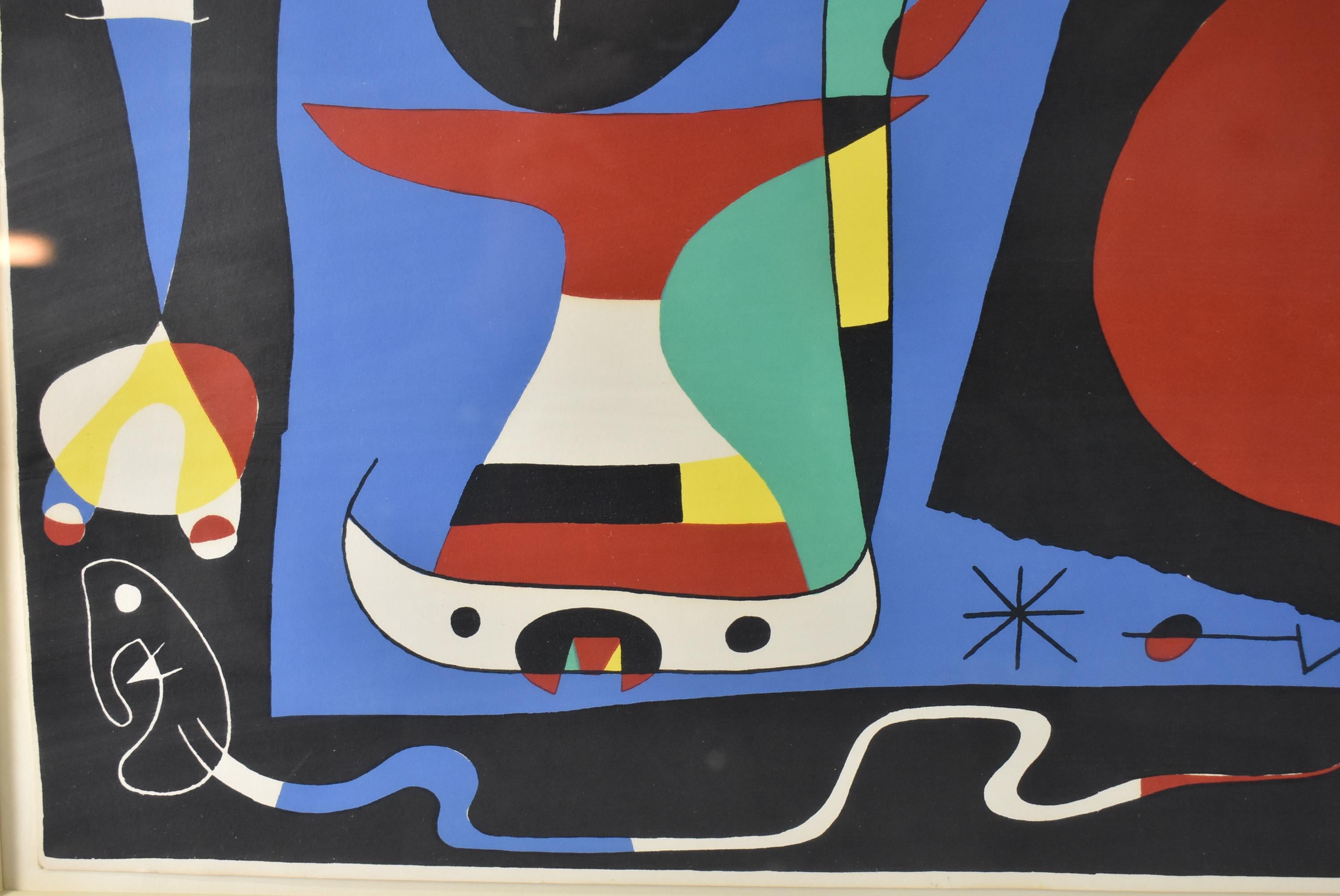 Mid-20th Century Joan Miró  Femme Au Mirror/ Woman at the Mirror Lithograph 1956 For Sale