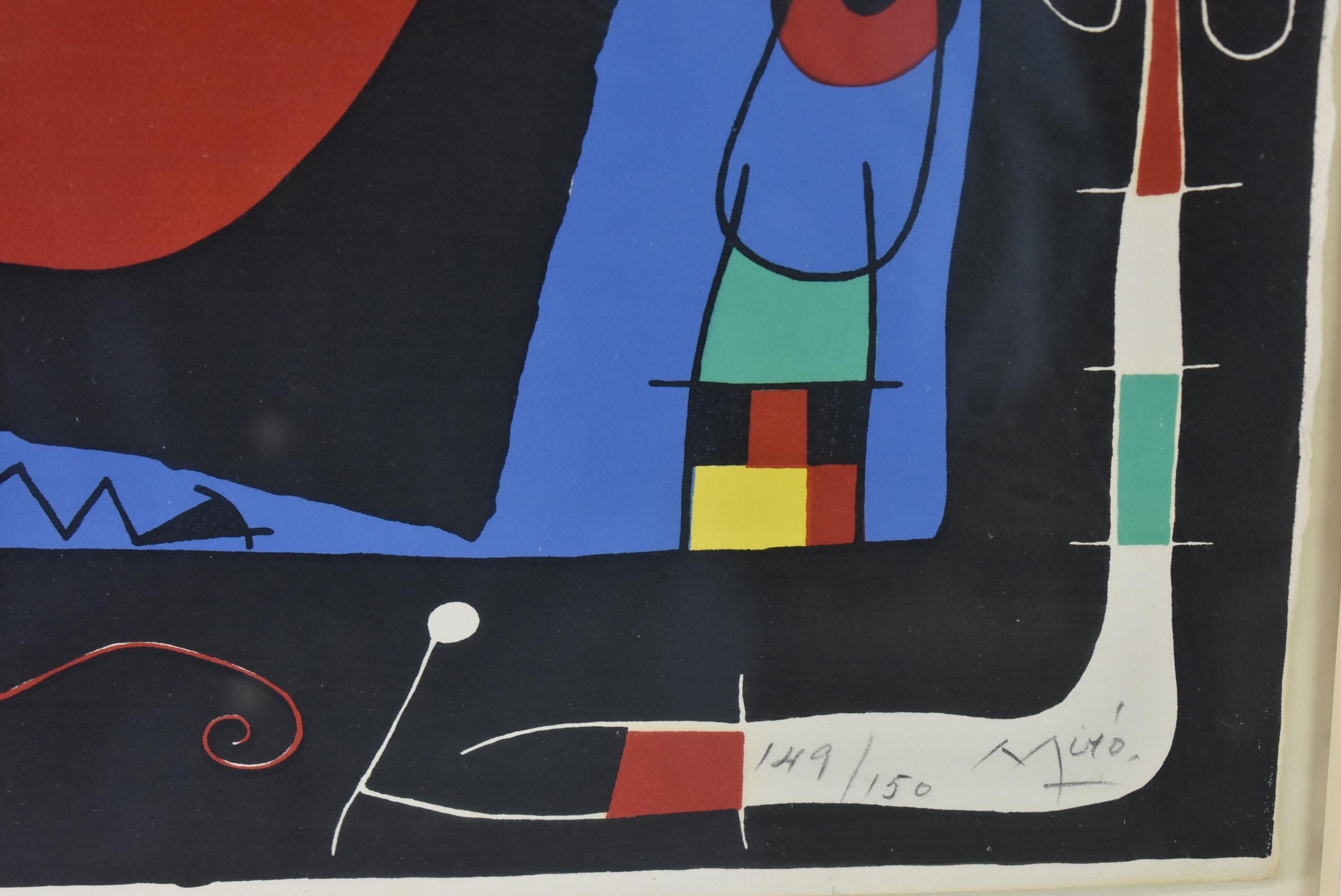 Joan Miró  Femme Au Mirror/ Woman at the Mirror Lithograph 1956 For Sale 1