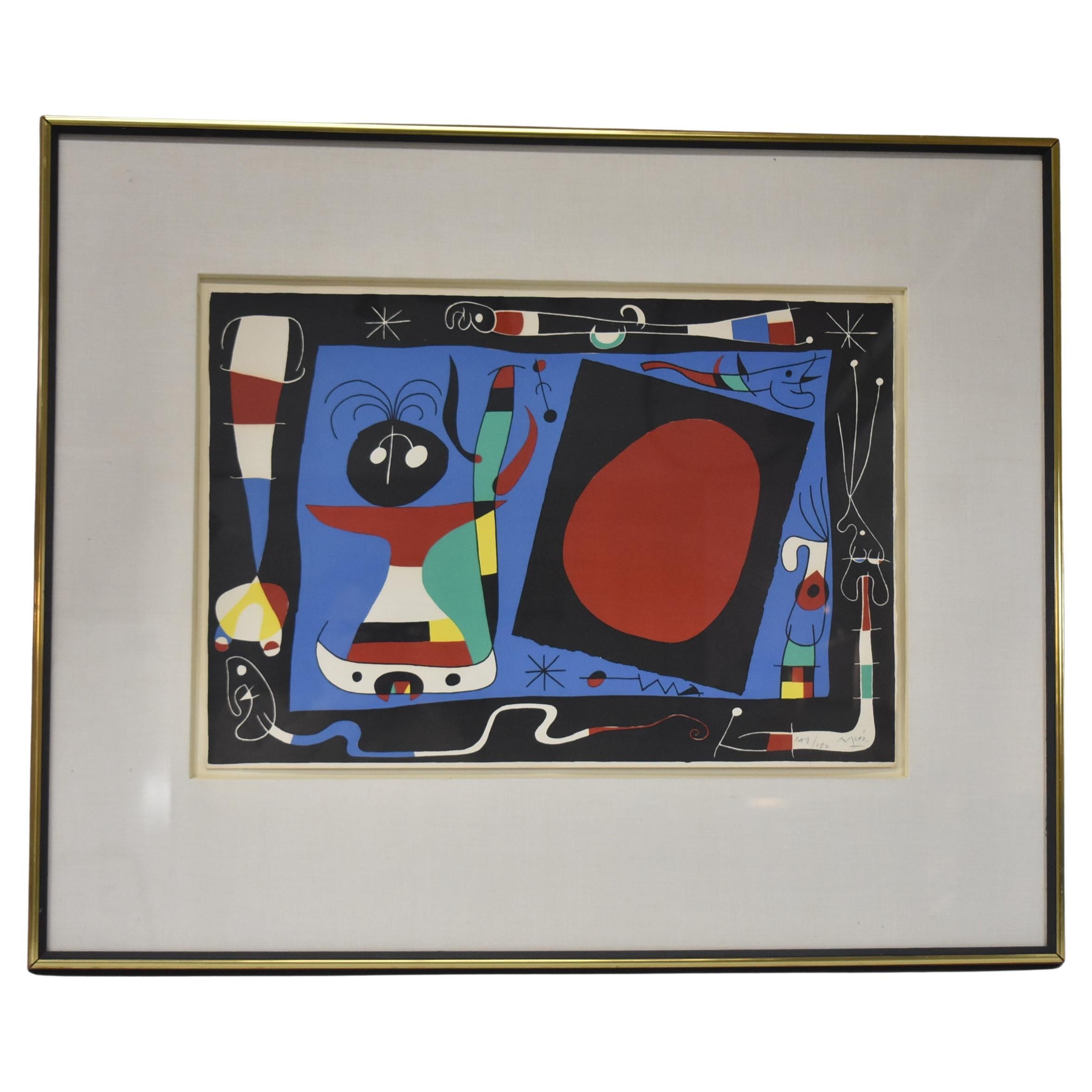 Joan Miró  Femme Au Mirror/ Woman at the Mirror Lithograph 1956 For Sale